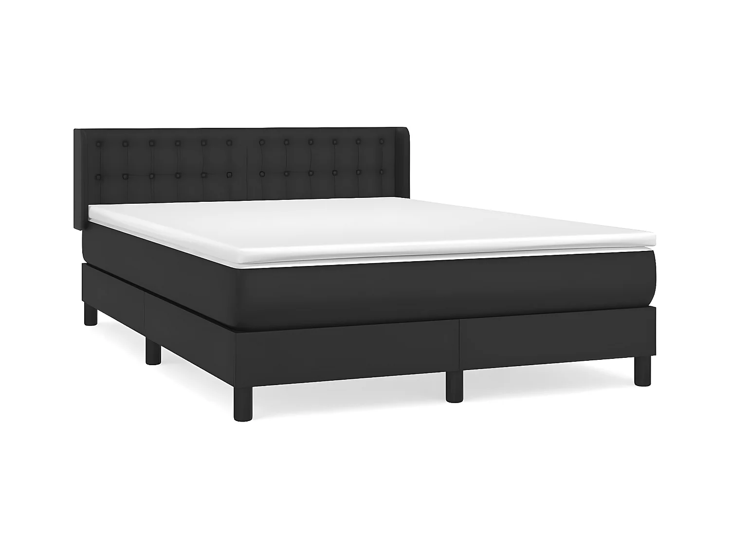 Sommier à lattes de lit avec matelas Noir 140x190 Similicuir
