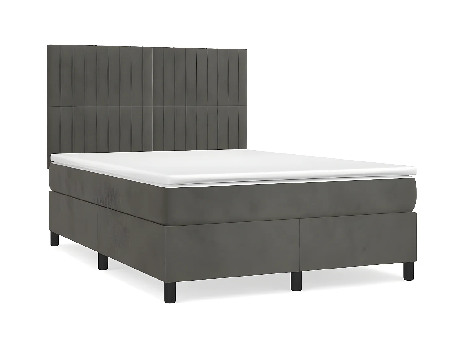 Sommier à lattes de lit et matelas Gris foncé 140x200 Velours