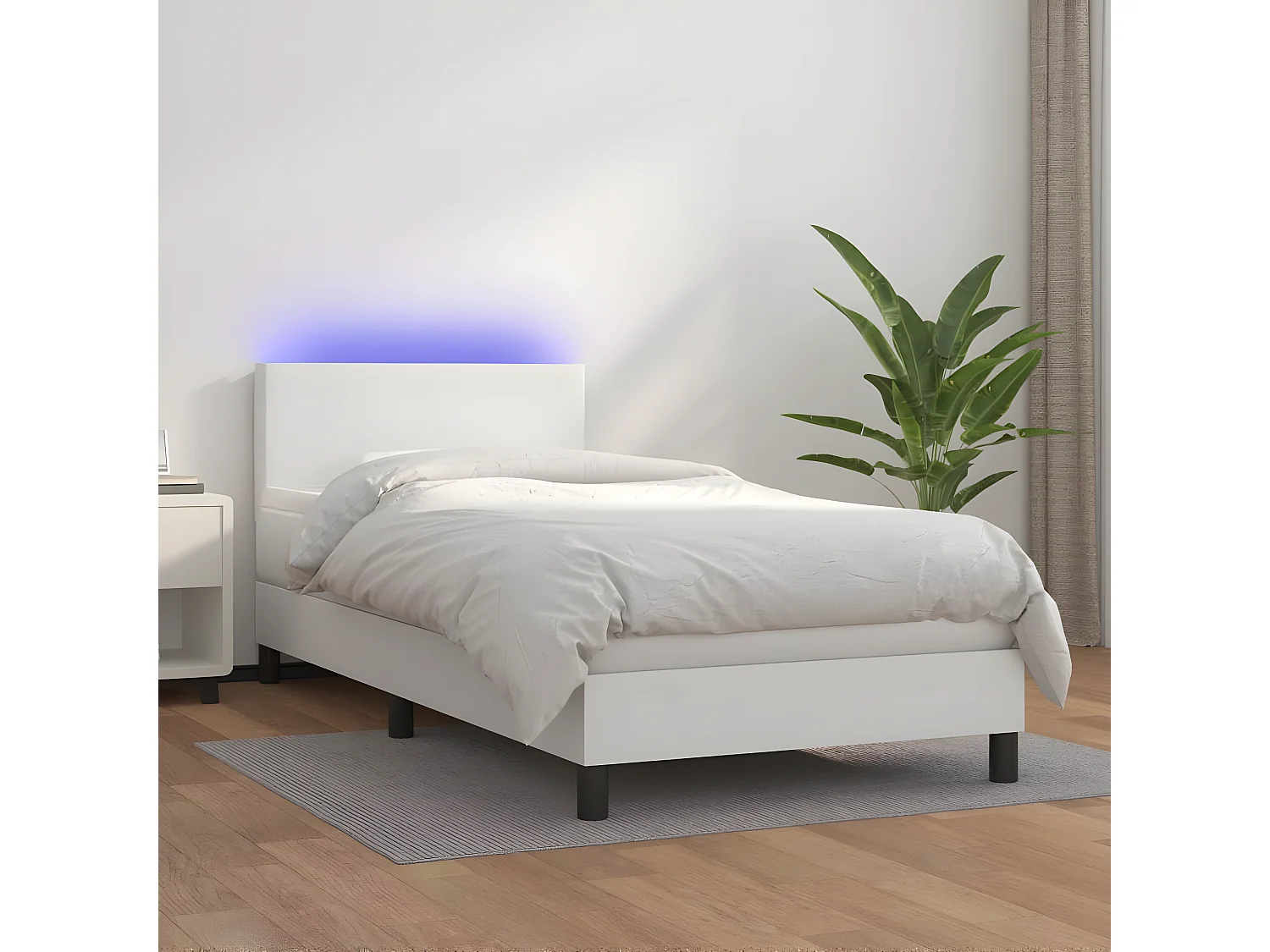 Sommier à lattes de lit avec matelas et LED Blanc 90x190