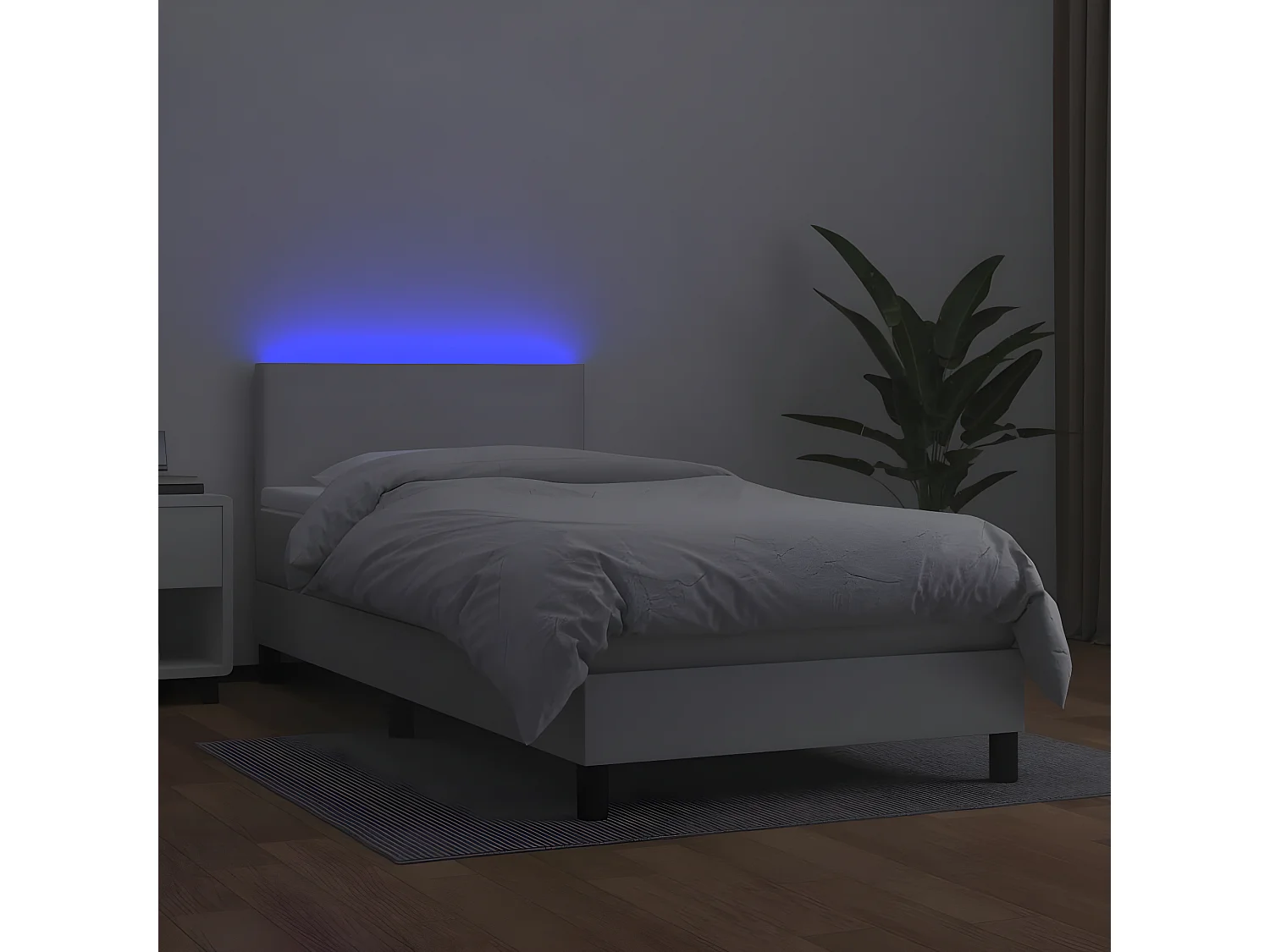 Sommier à lattes de lit avec matelas et LED Blanc 90x190