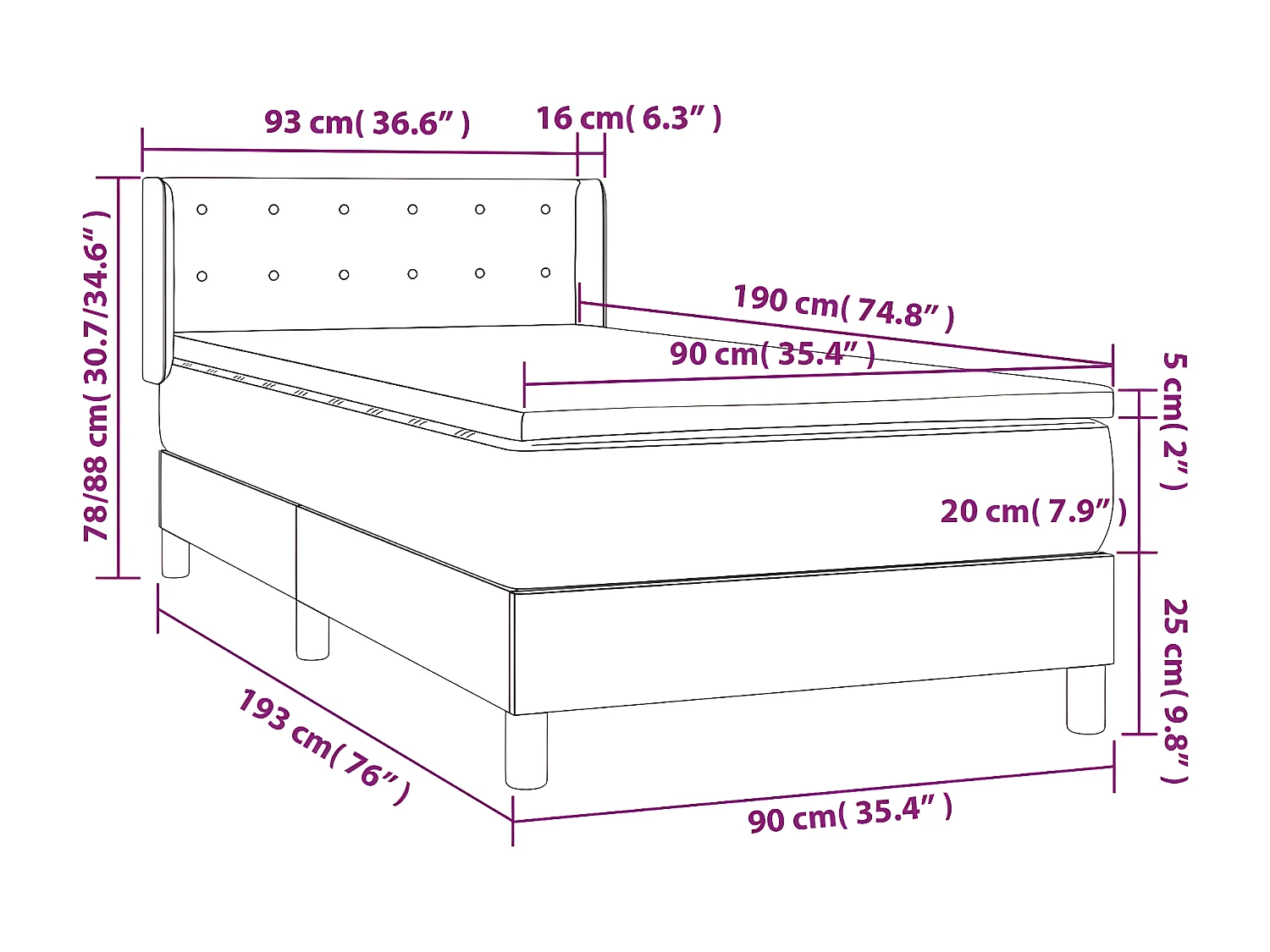 Sommier à lattes de lit avec matelas Gris 90x190 Similicuir