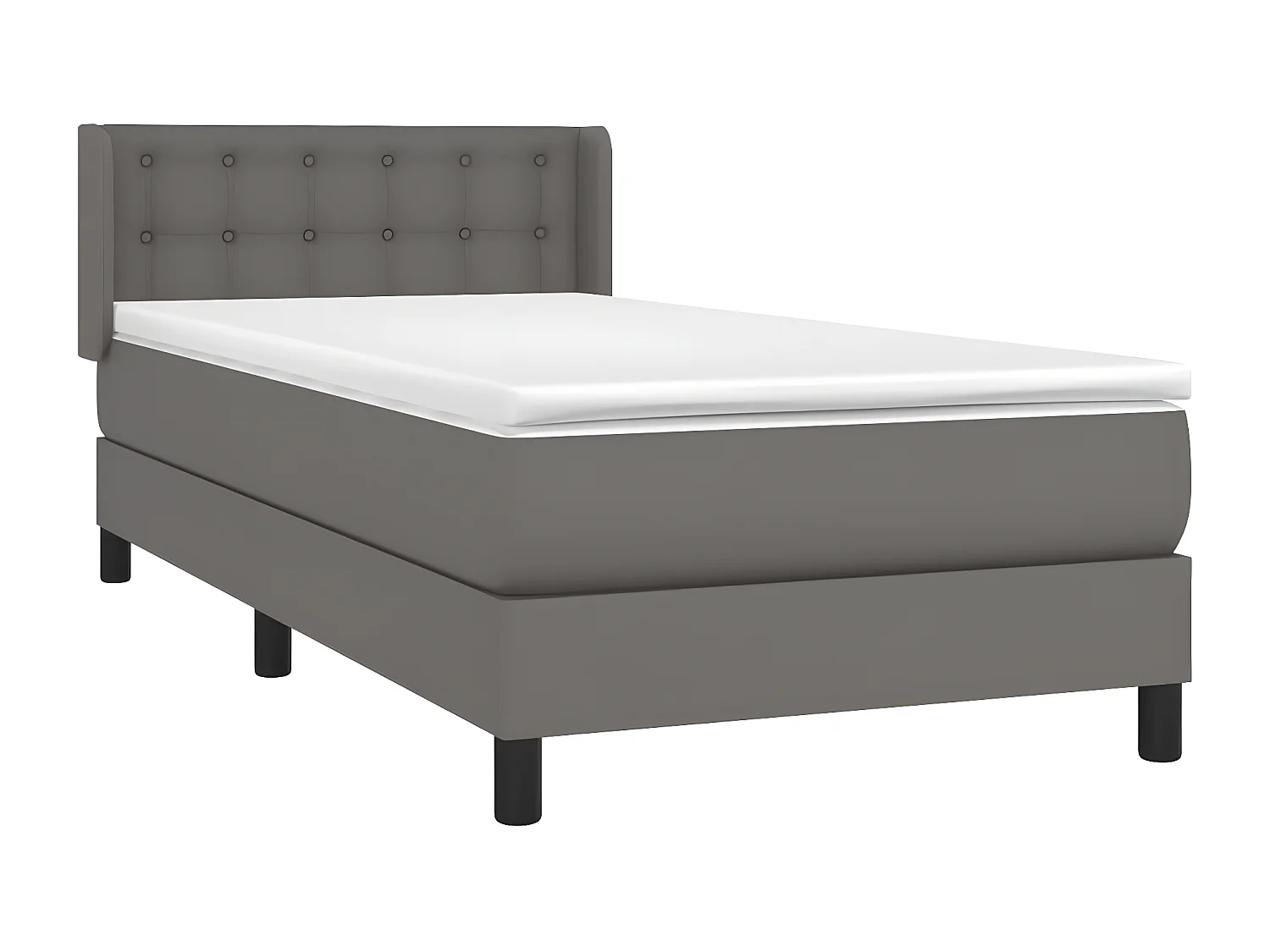 Sommier à lattes de lit avec matelas Gris 90x190 Similicuir