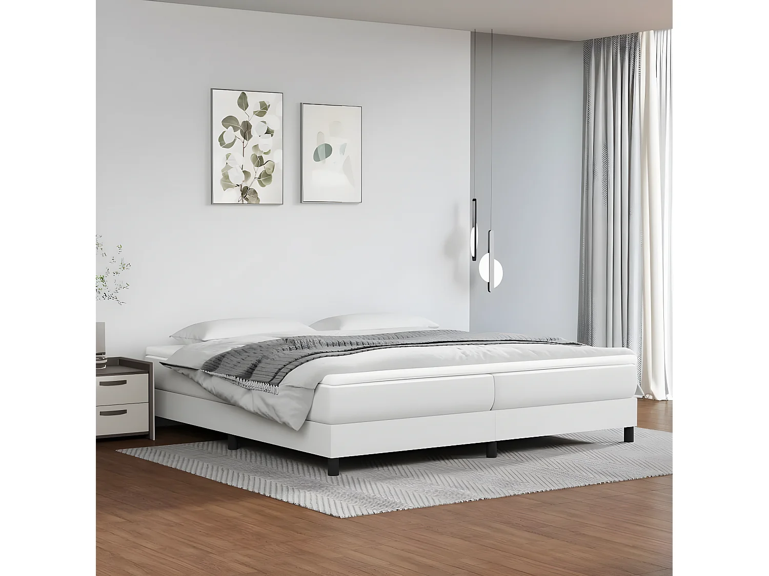 Cadre de lit Blanc 200x200 Similicuir