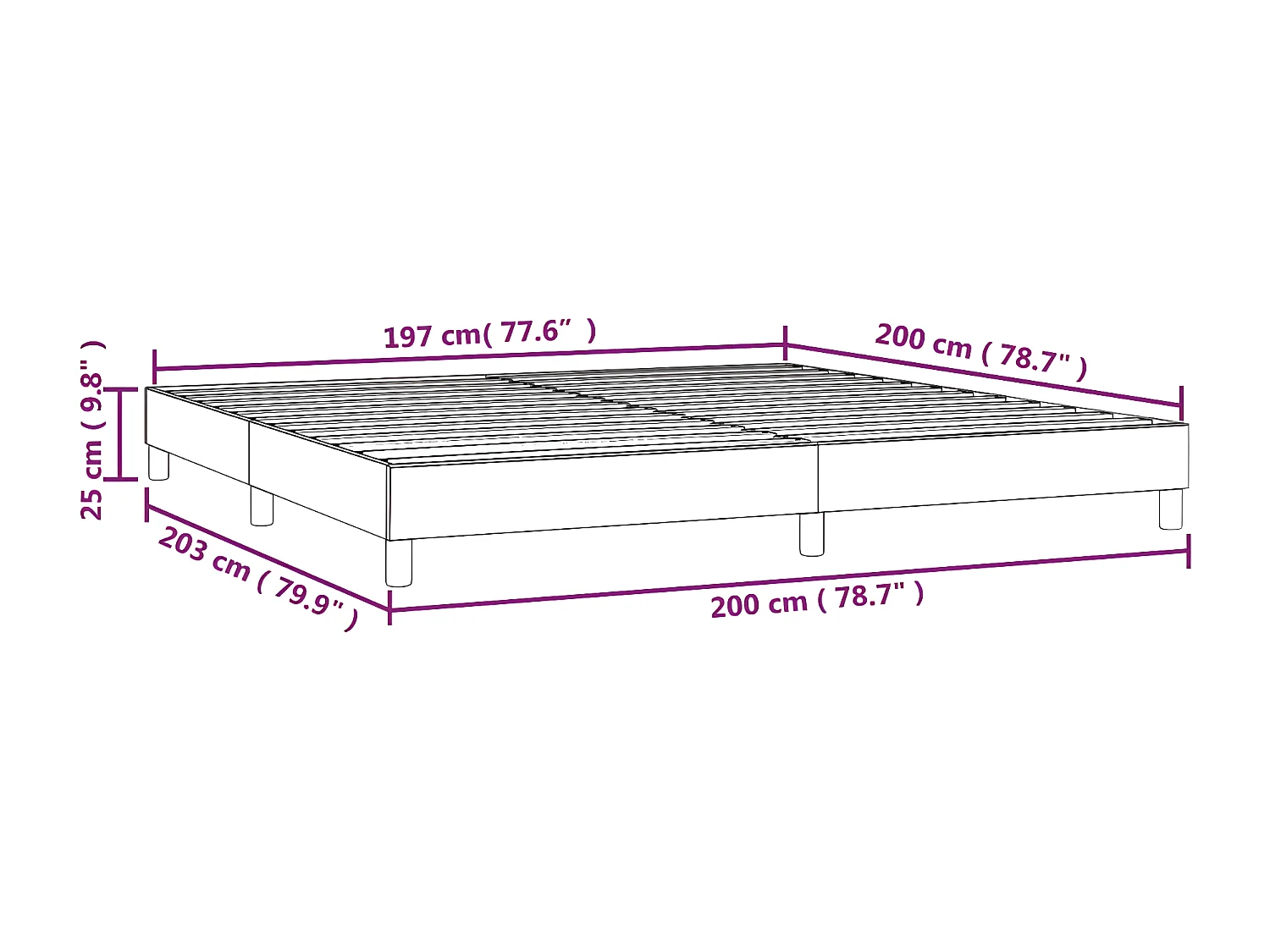 Cadre de lit Blanc 200x200 Similicuir