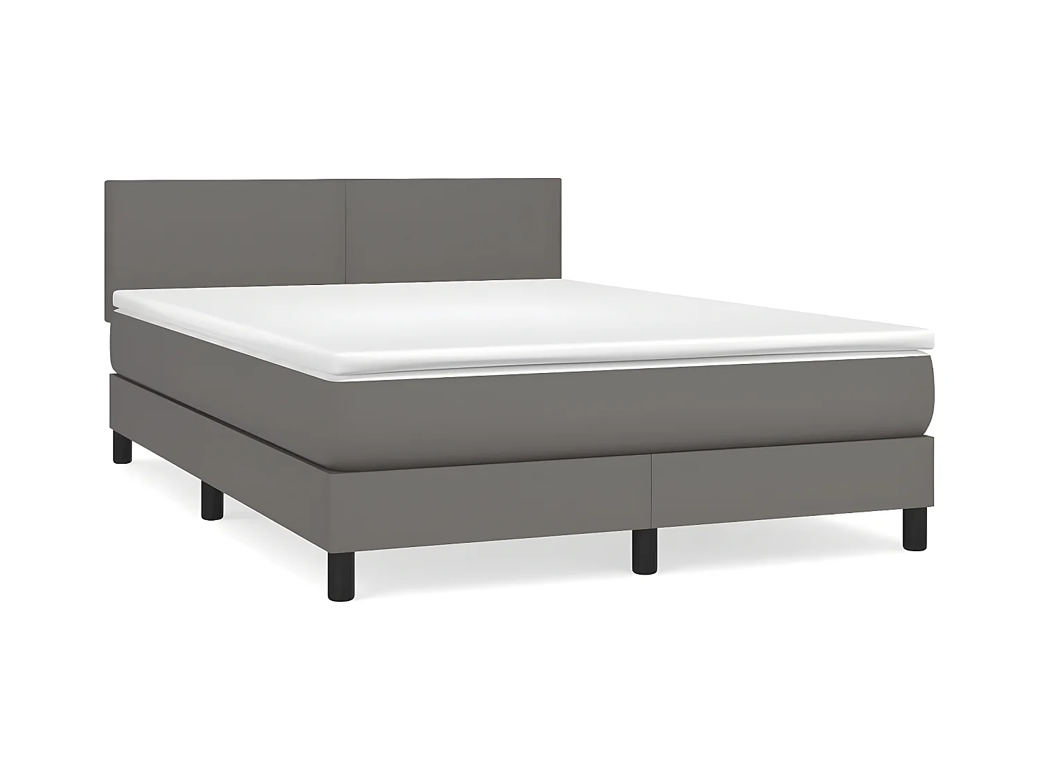 Sommier à lattes de lit avec matelas Gris 140x190 Similicuir