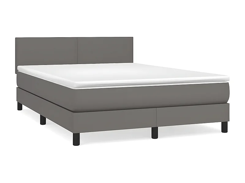 Sommier à lattes de lit avec matelas Gris 140x190 Similicuir