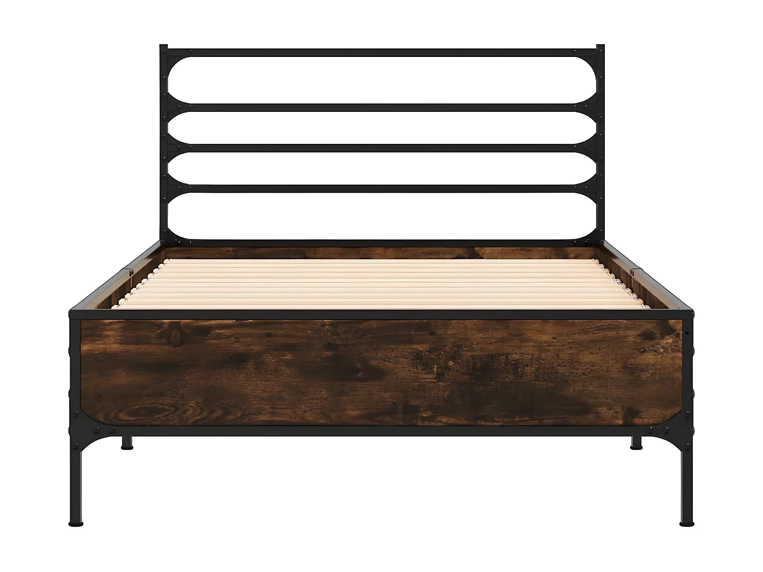 Cadre de lit chêne fumé 100x200 bois d'ingénierie et métal