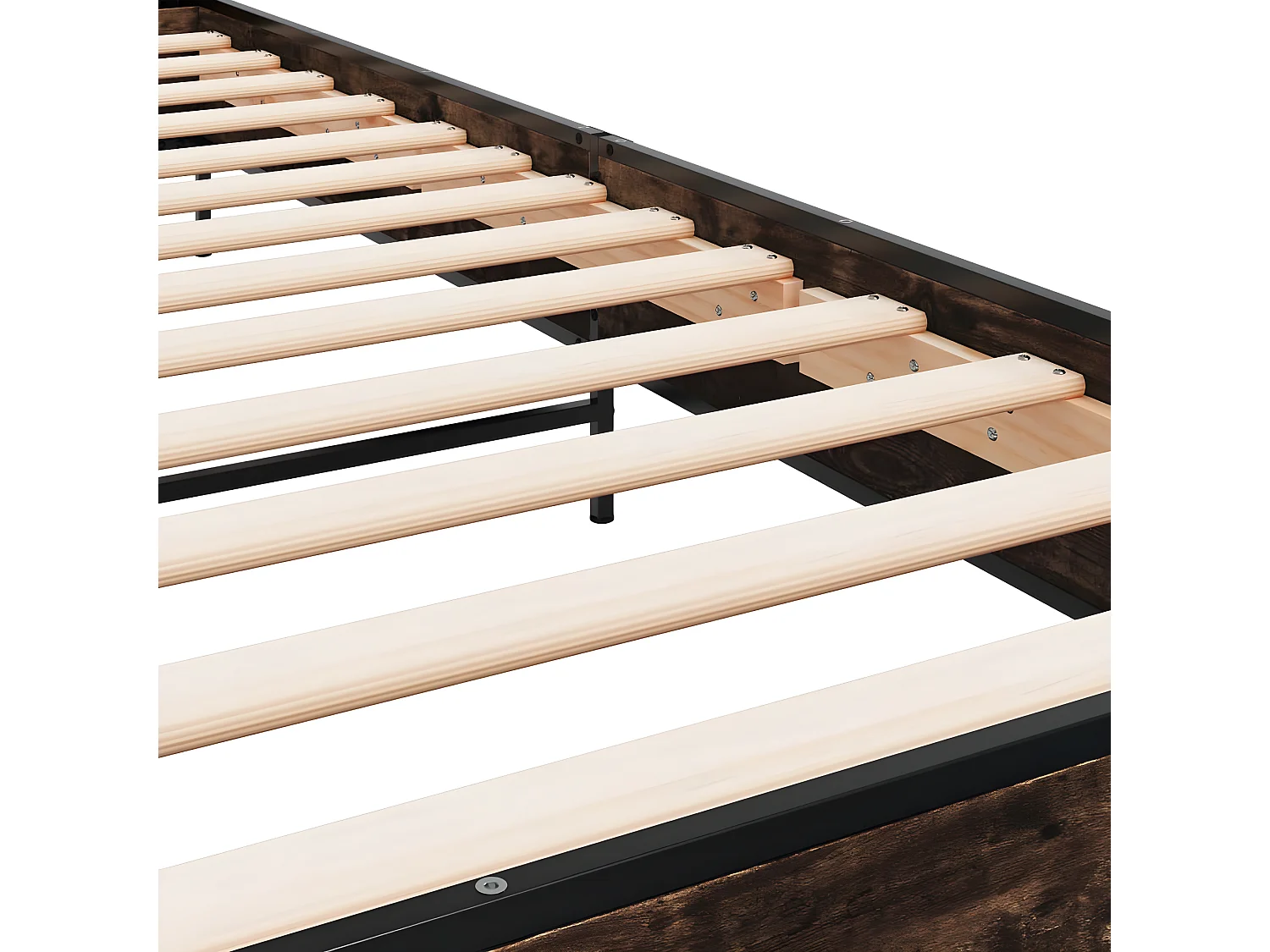 Cadre de lit chêne fumé 100x200 bois d'ingénierie et métal