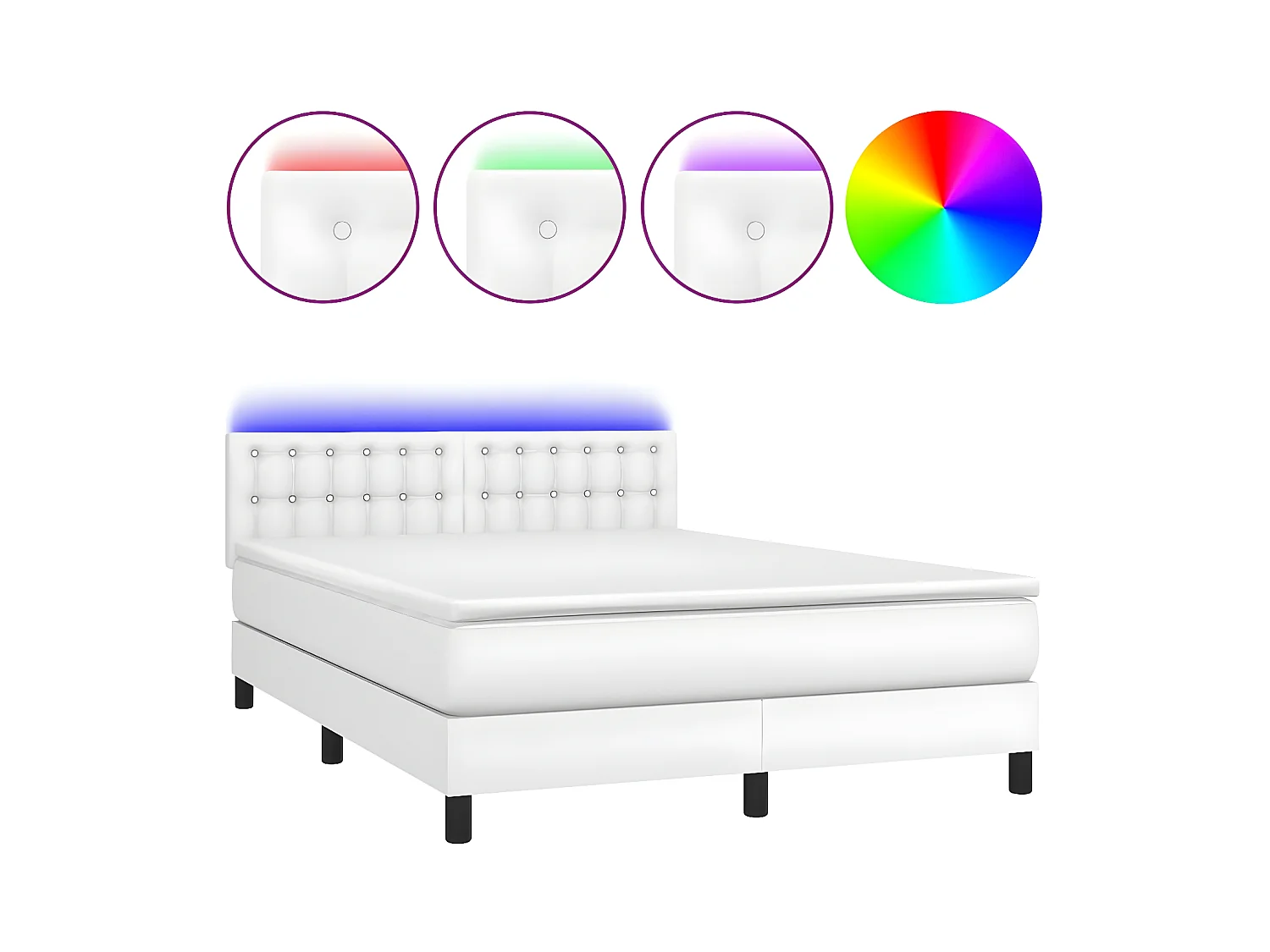 Sommier à lattes de lit avec matelas et LED Blanc 140x190