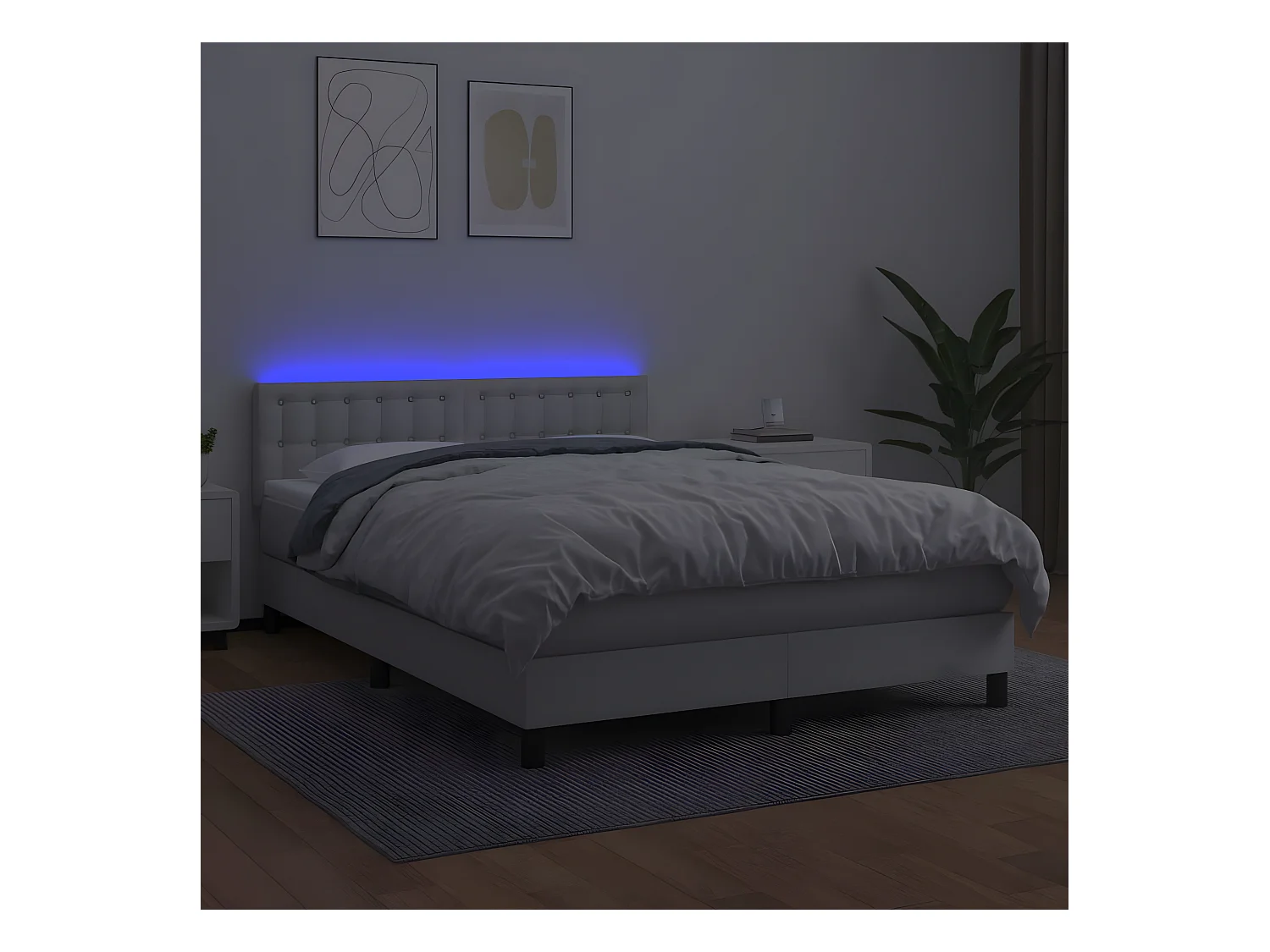 Sommier à lattes de lit avec matelas et LED Blanc 140x190