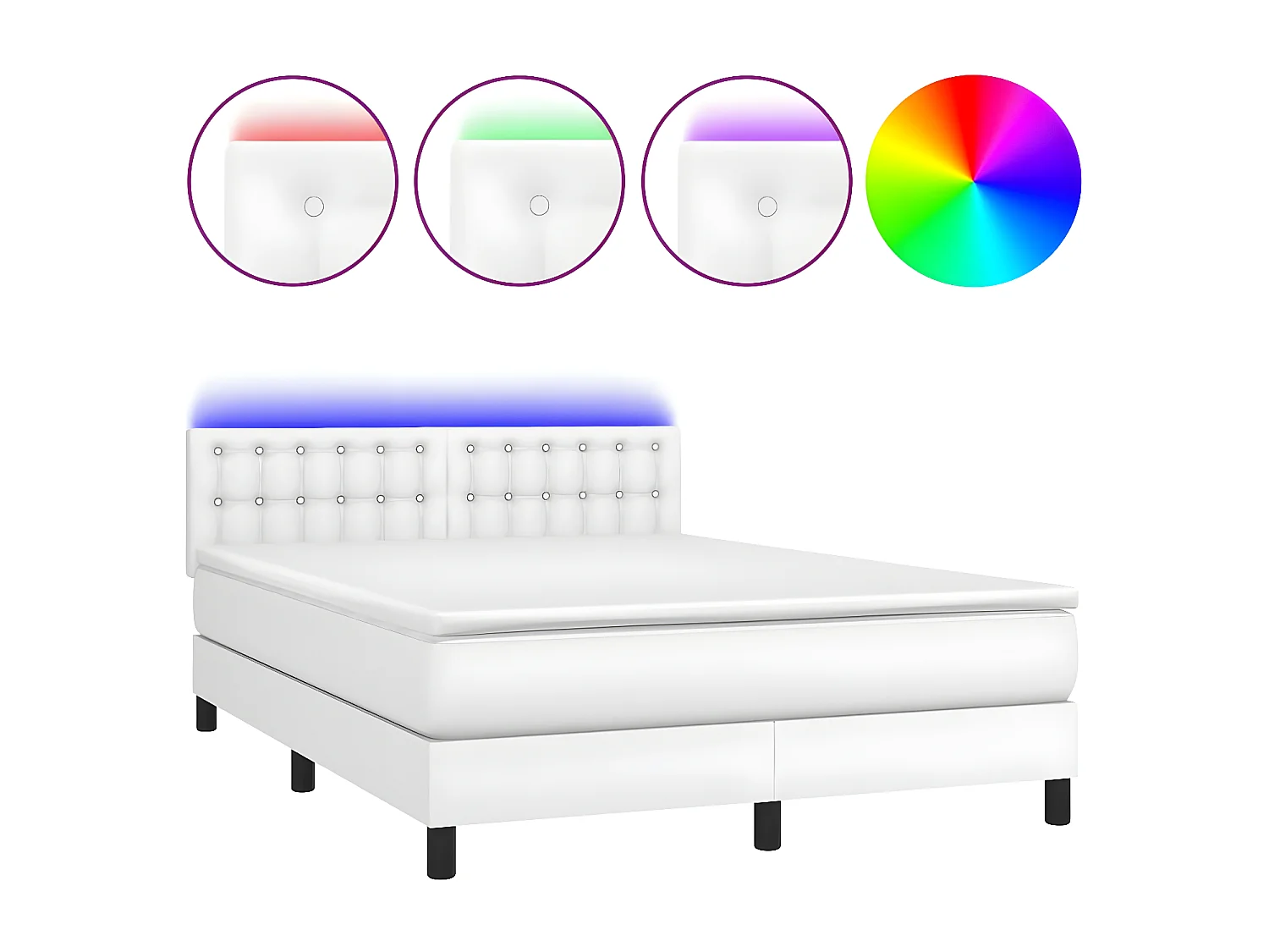 Sommier à lattes de lit avec matelas et LED Blanc 140x190