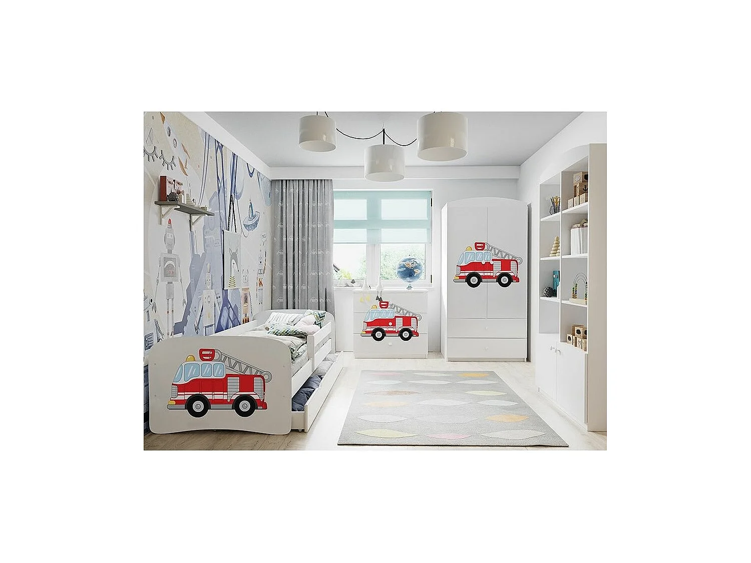 Lit enfant rose fée avec papillons avec sommiers et barrière de sécurité amovible Drimy-80x180