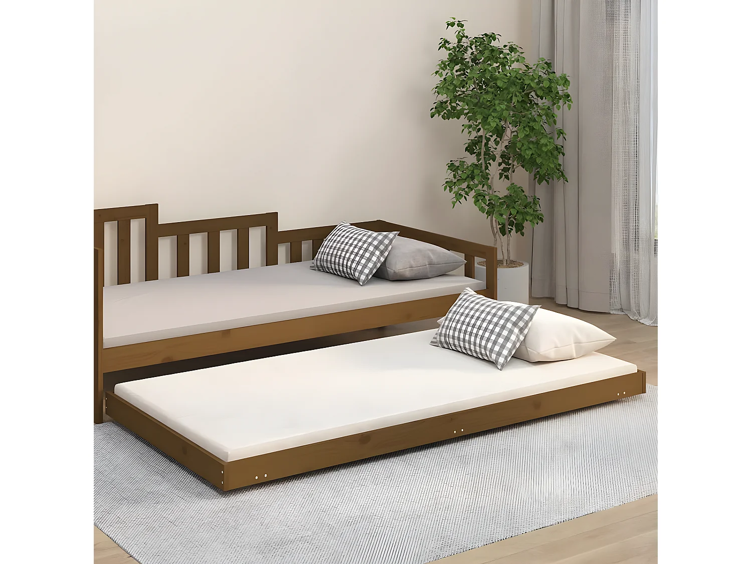 Cadre de lit Marron miel 90x200 Bois de pin massif