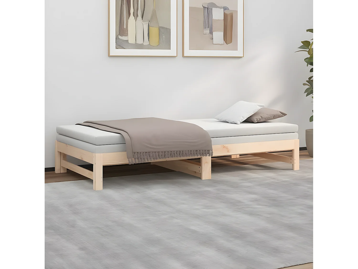 Lit coulissant 2x(90x200) cm Bois de pin massif