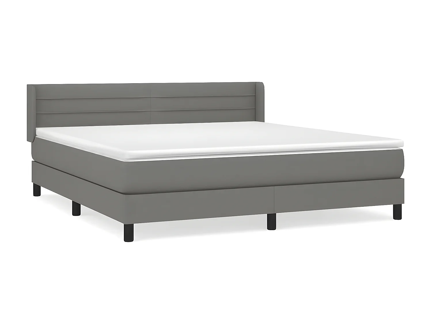 Sommier à lattes de lit avec matelas Gris foncé 180x200 Tissu