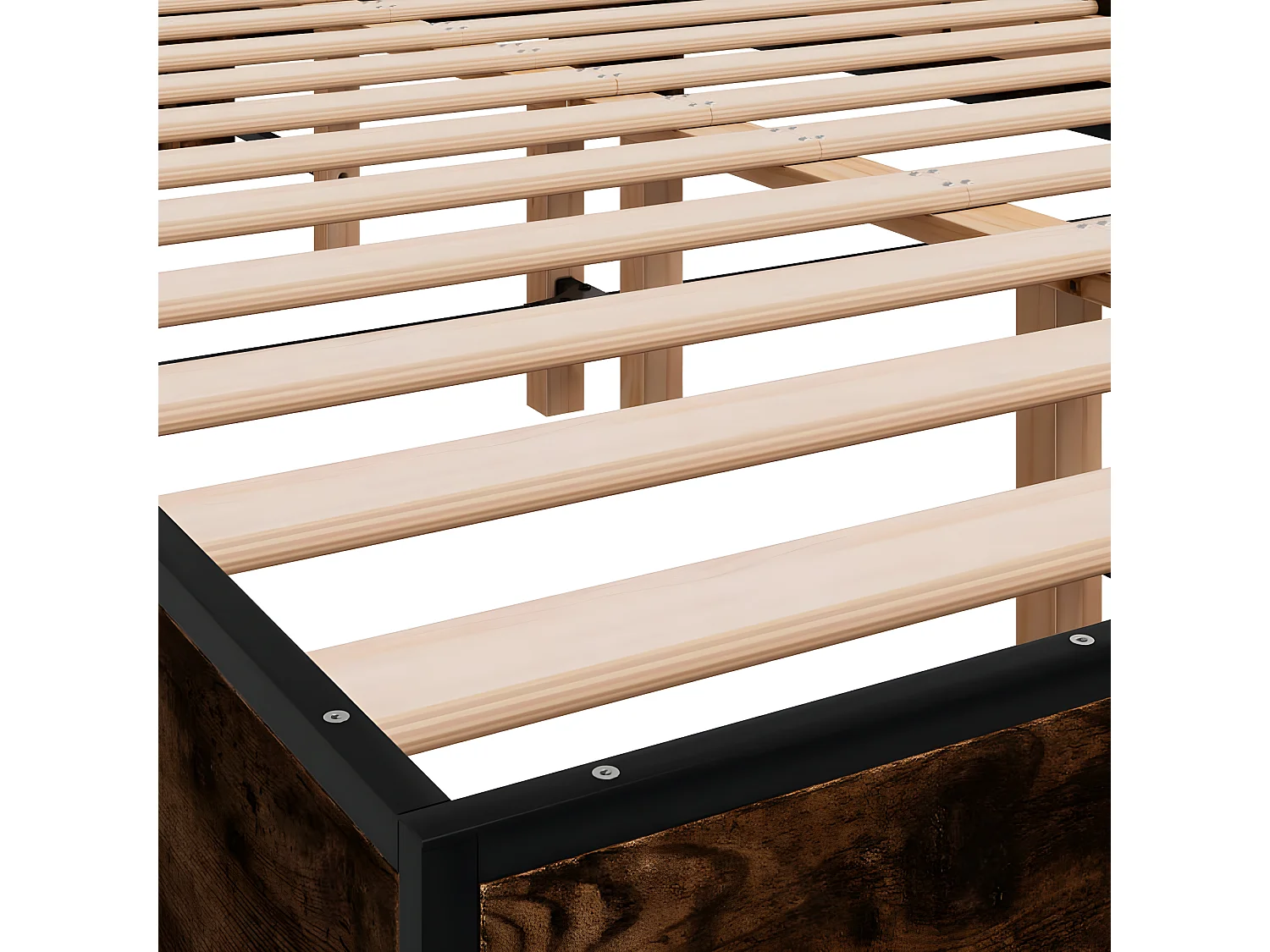 Cadre de lit chêne fumé 120x200 bois d'ingénierie et métal