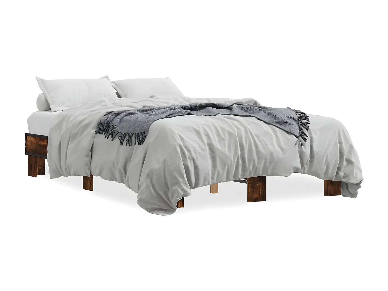 Cadre de lit chêne fumé 120x200 bois d'ingénierie et métal