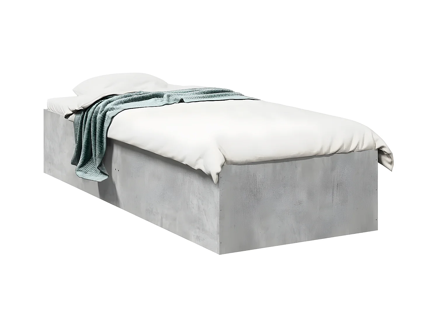 Cadre de lit gris béton 75x190 bois d'ingénierie