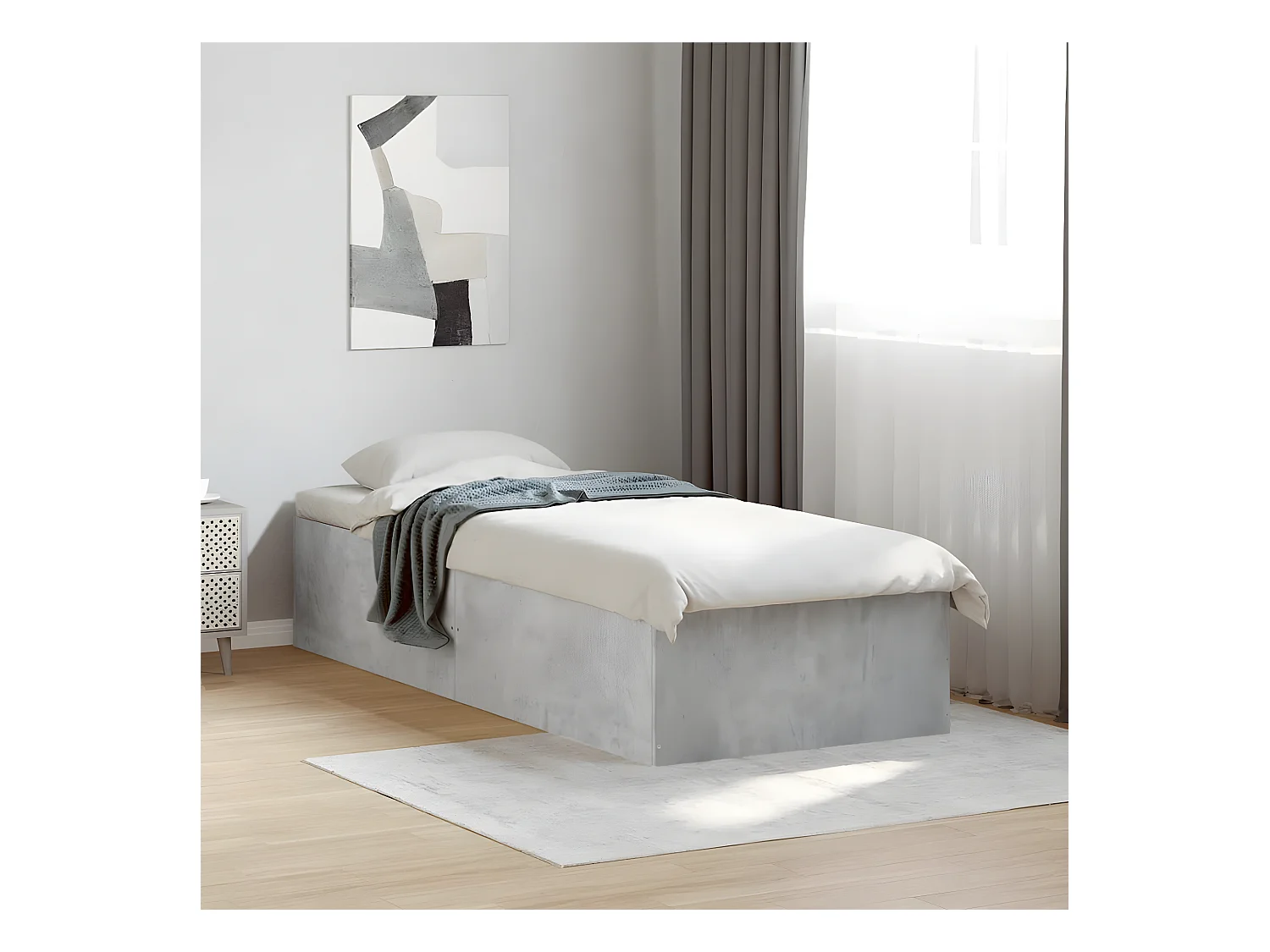 vidaXL Estructura de cama madera de ingeniería gris hormigón 75x190 cm