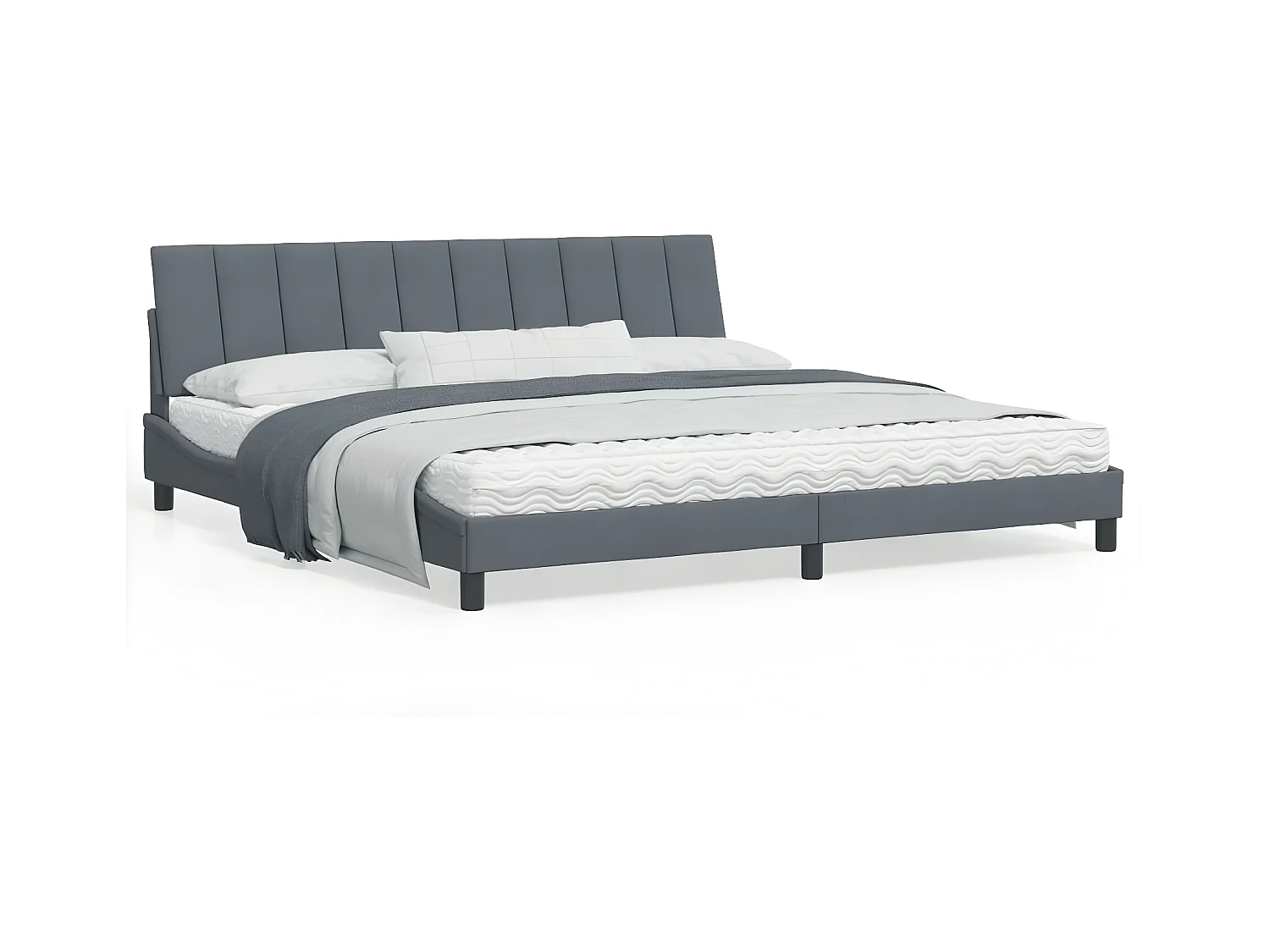 Cadre de lit avec lumières LED gris foncé 200x200 velours