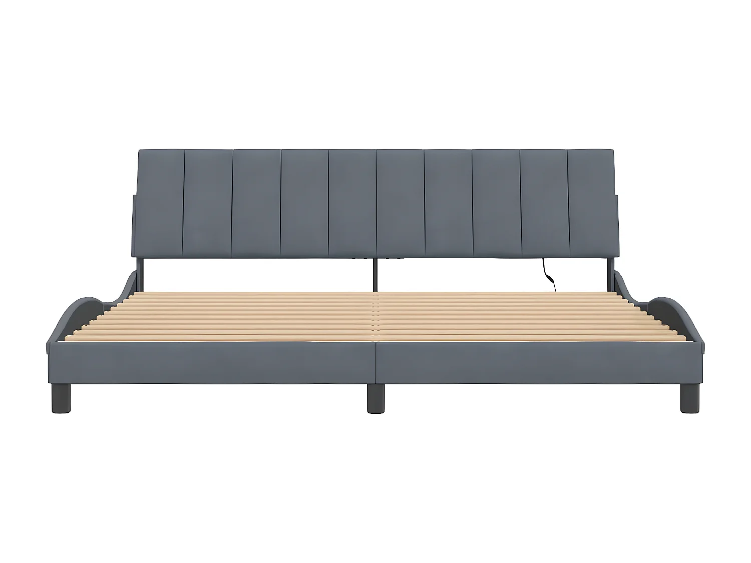 Cadre de lit avec lumières LED gris foncé 200x200 velours