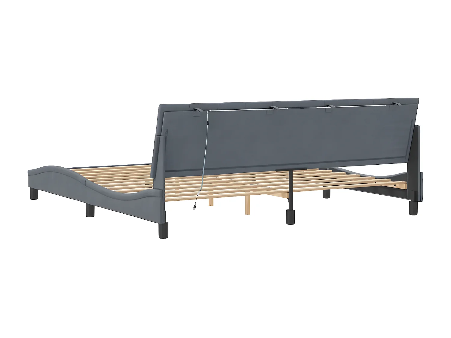 Cadre de lit avec lumières LED gris foncé 200x200 velours