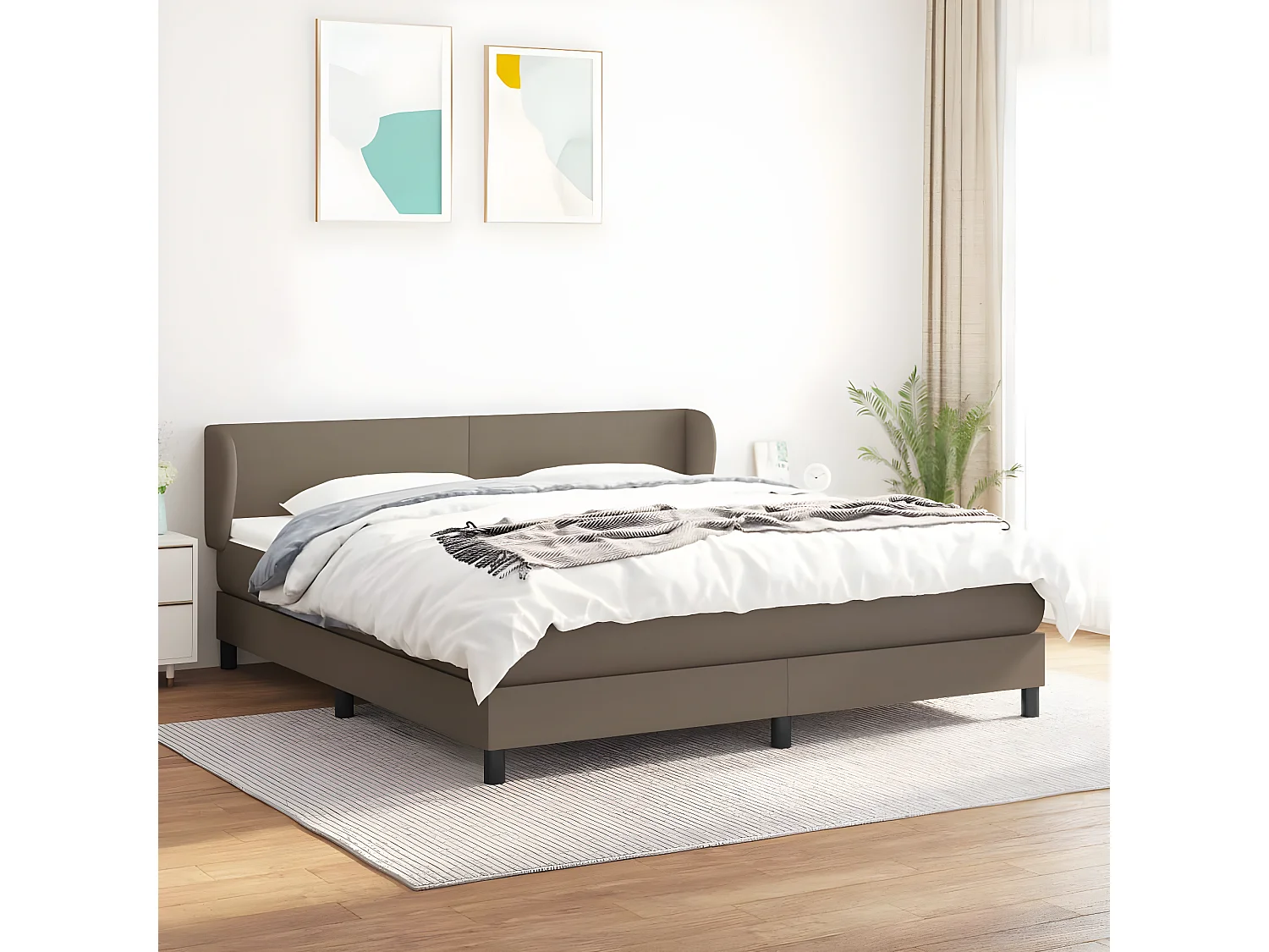 Sommier à lattes de lit avec matelas Taupe 180x200 Tissu