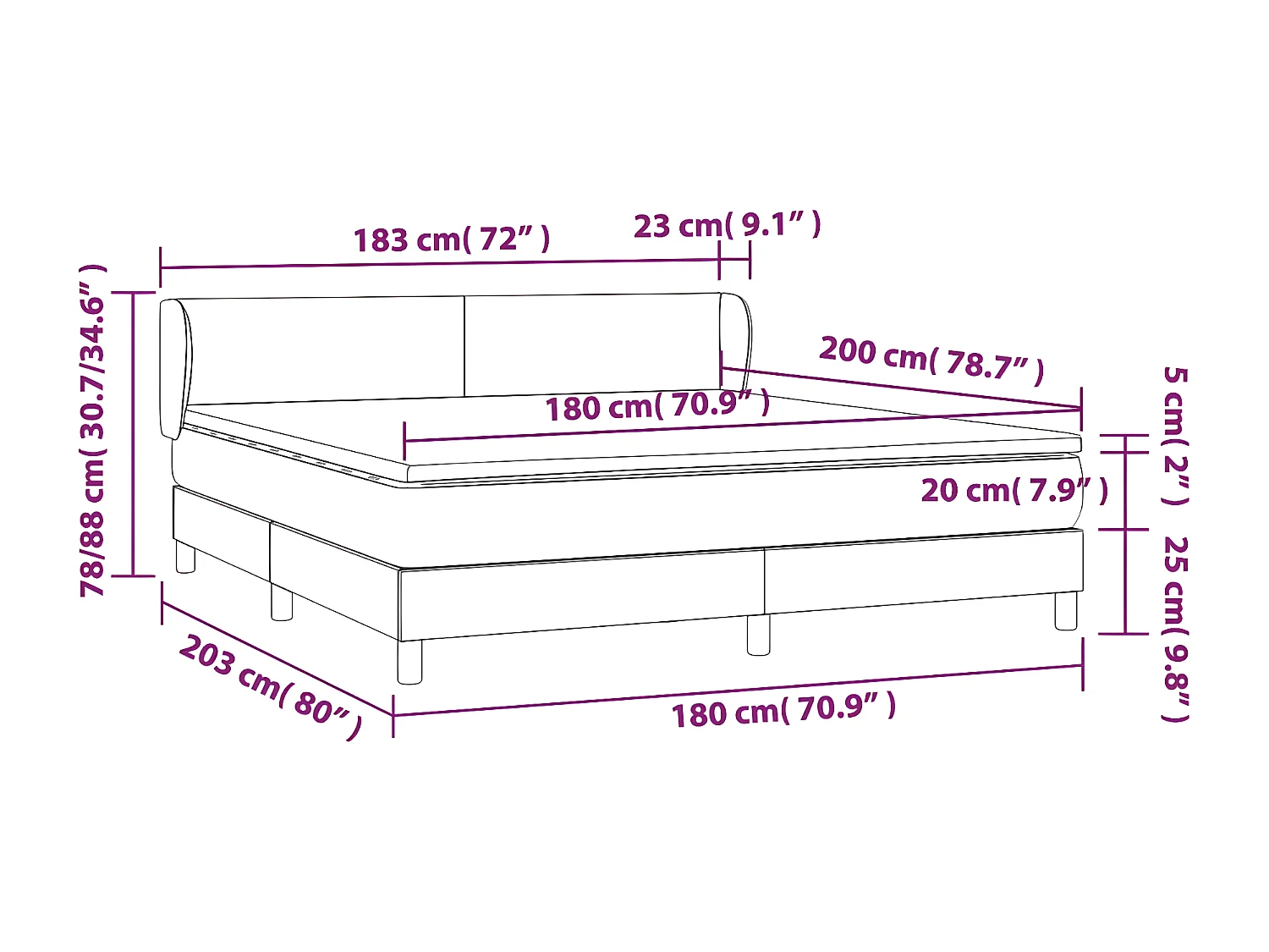 Sommier à lattes de lit avec matelas Taupe 180x200 Tissu