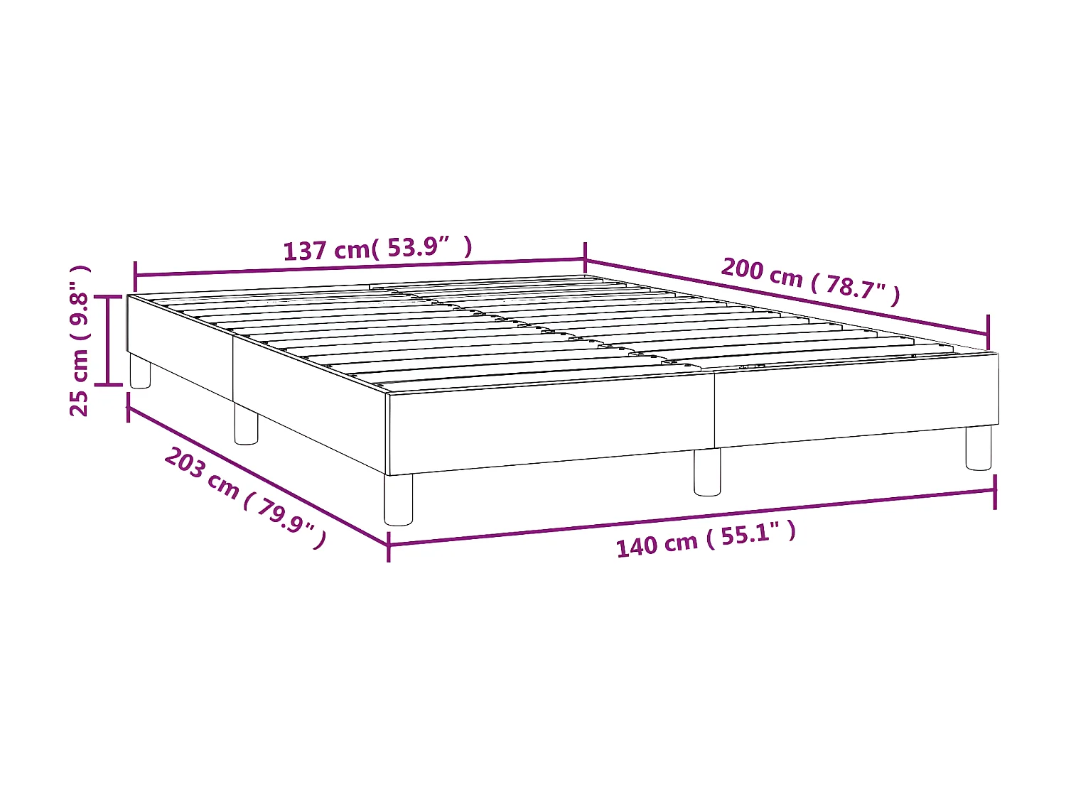 Cadre de lit Noir 140x200 Similicuir