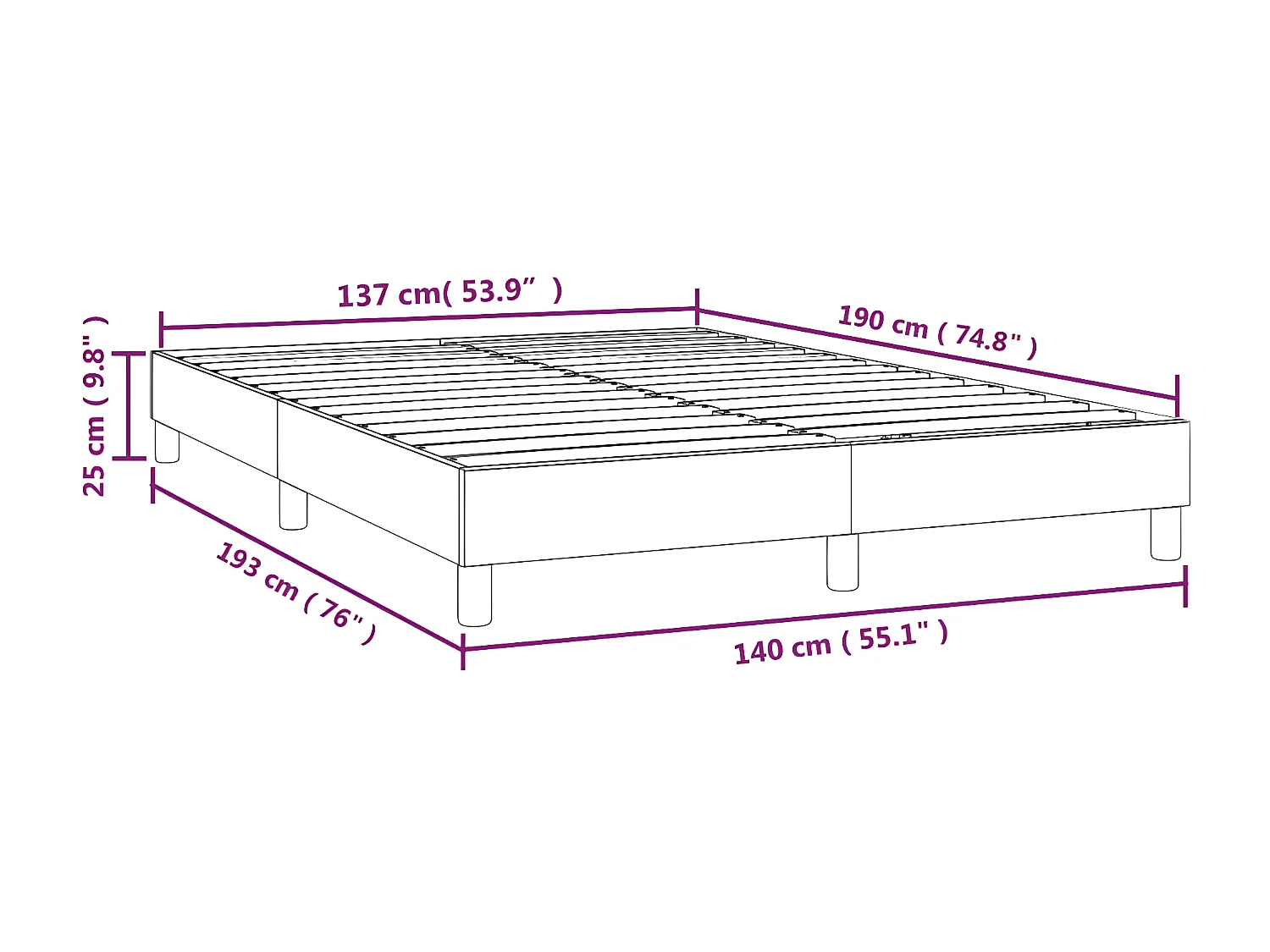 Cadre de lit Blanc 140x190 Similicuir