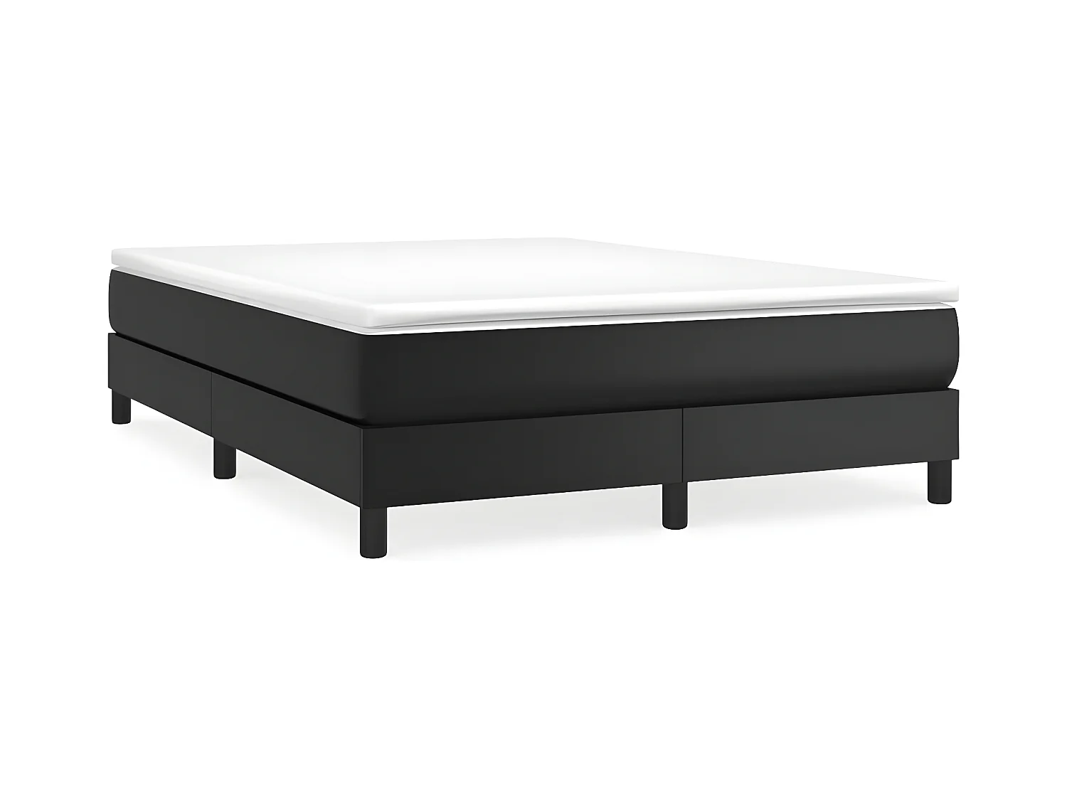 Sommier à lattes de lit avec matelas Noir 140x190 Similicuir