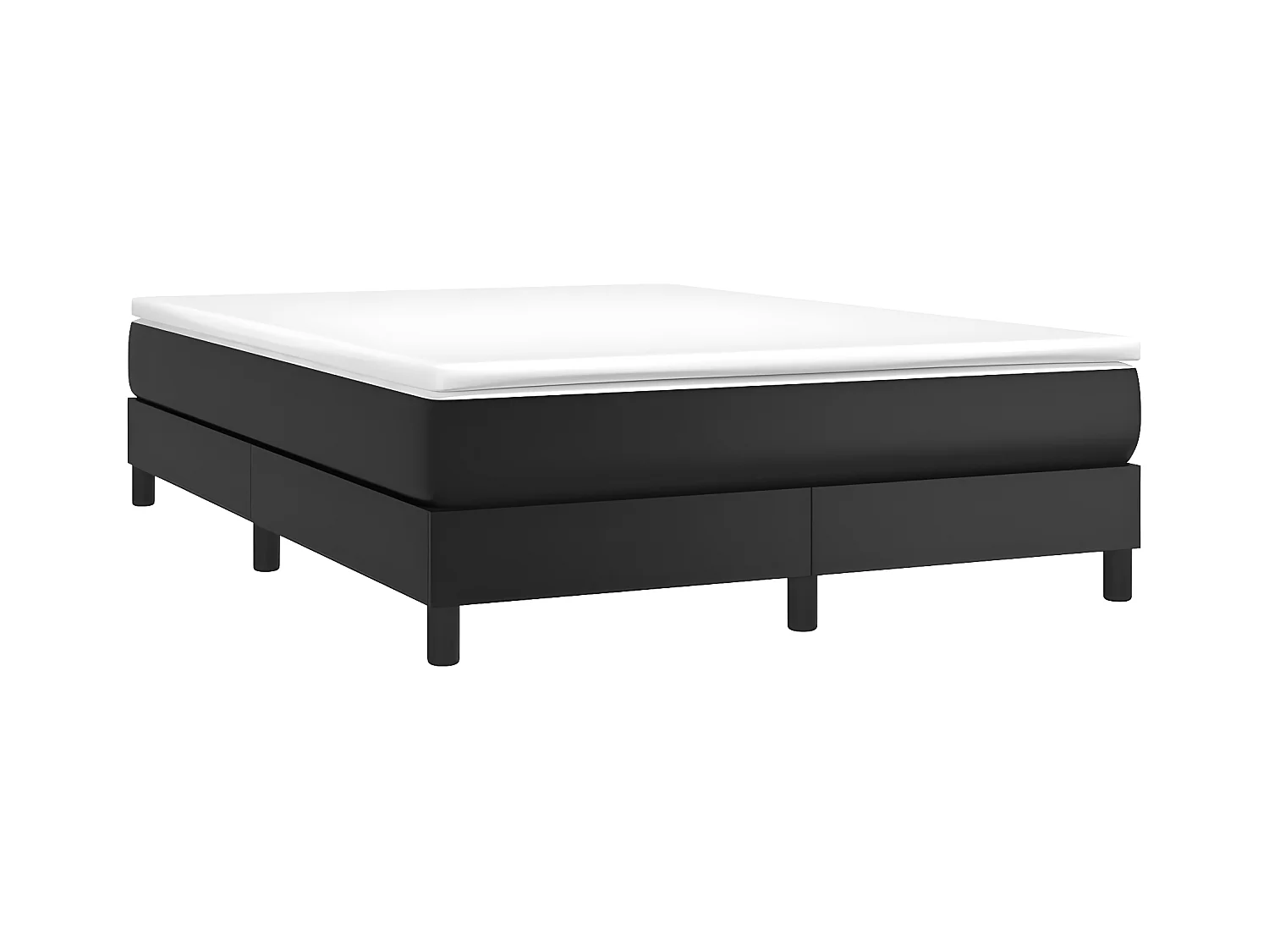 Sommier à lattes de lit avec matelas Noir 140x190 Similicuir