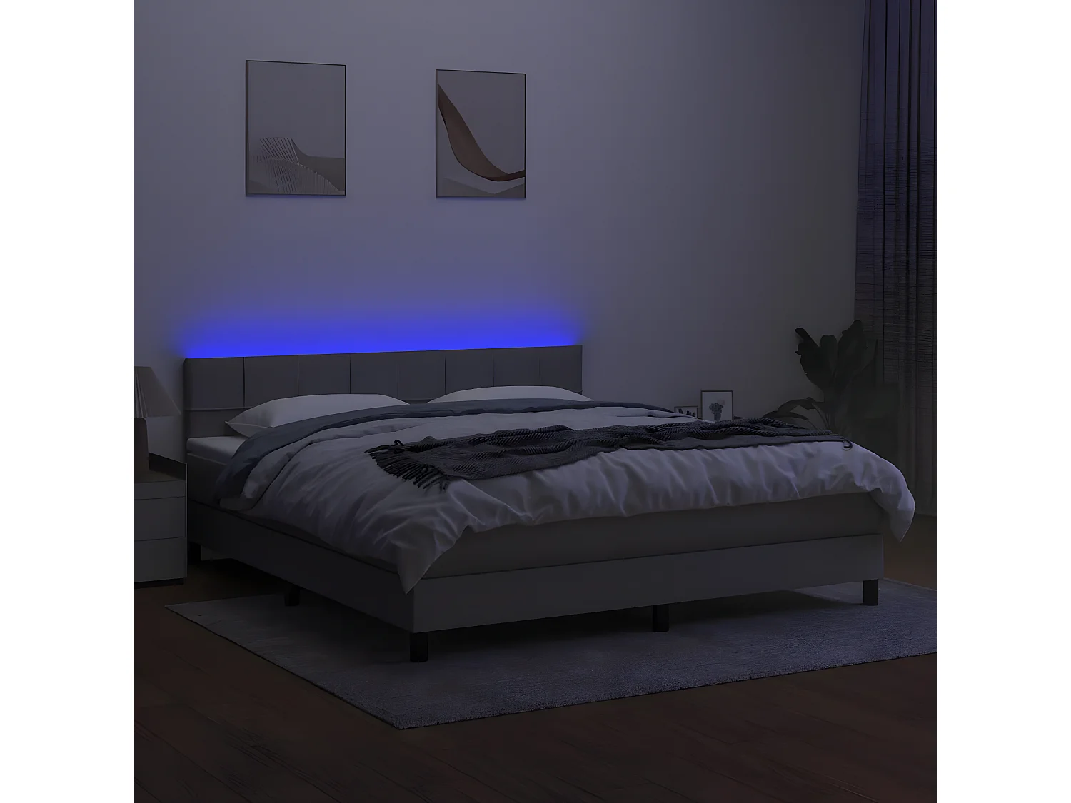 Sommier à lattes de lit et matelas et LED Gris clair 180x200