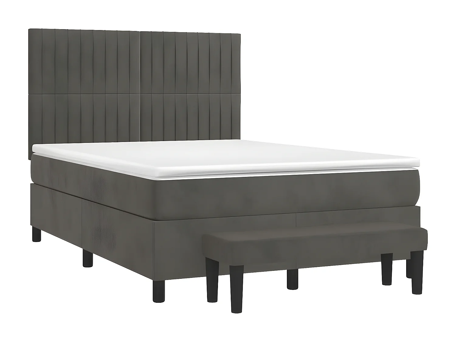 Sommier à lattes de lit et matelas Gris foncé 140x190 Velours