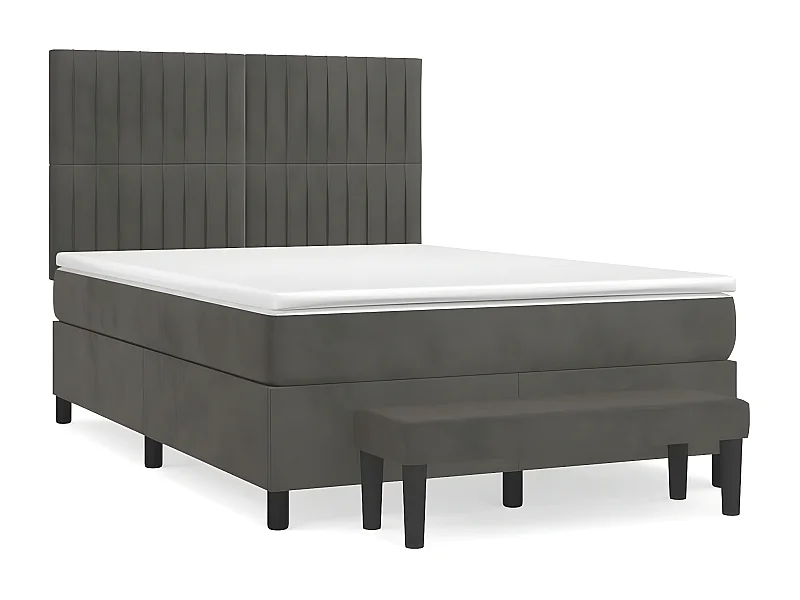 Sommier à lattes de lit et matelas Gris foncé 140x190 Velours