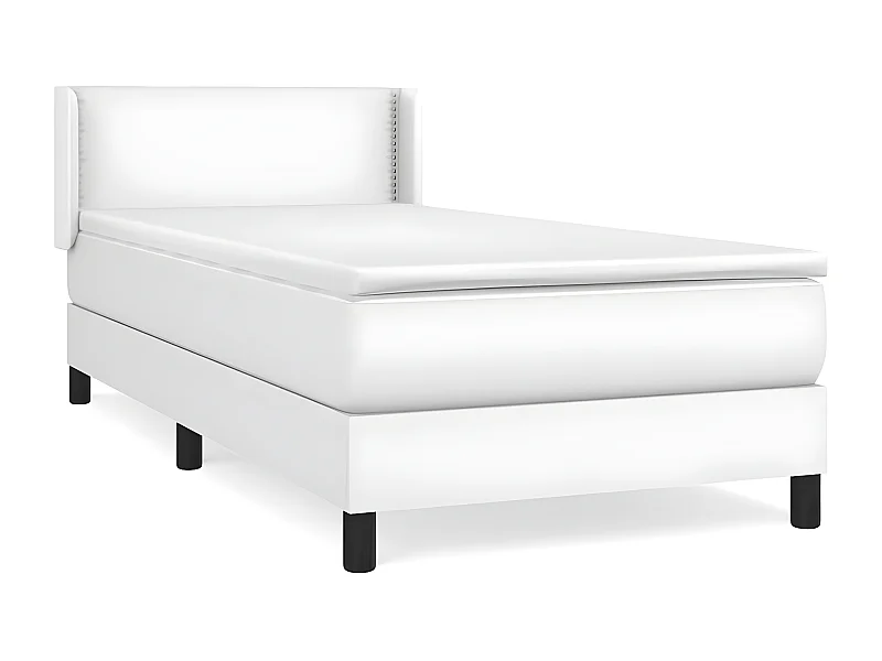 Sommier à lattes de lit avec matelas Blanc 100x200 Similicuir