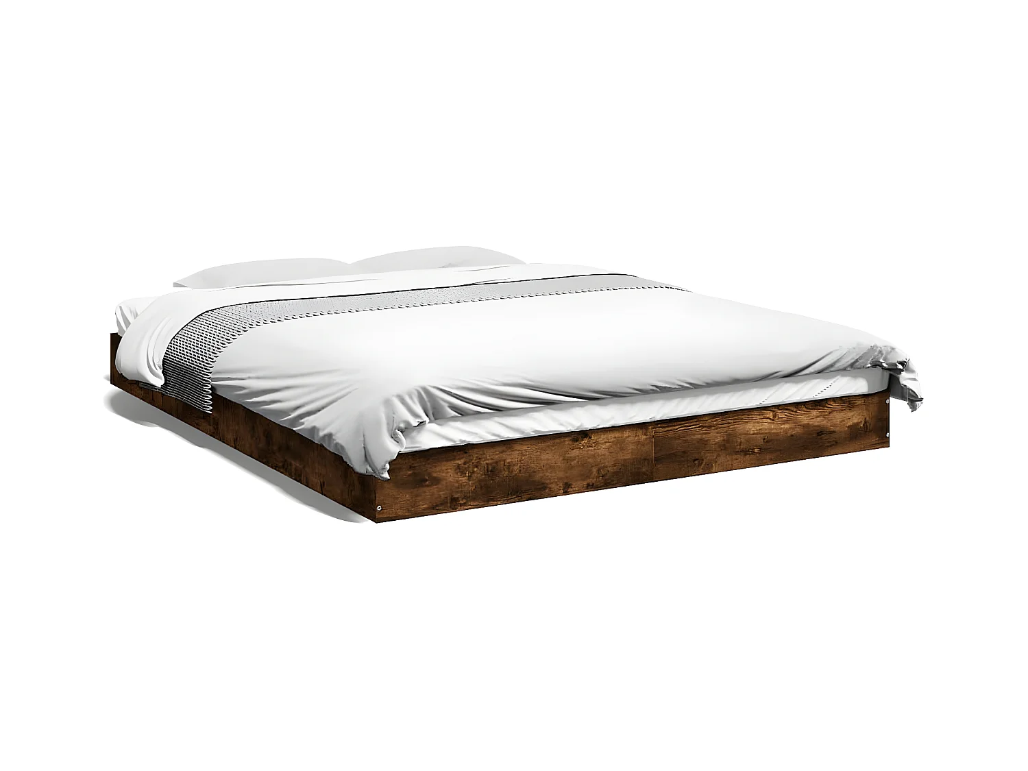 Cadre de lit chêne fumé 160x200 bois d'ingénierie
