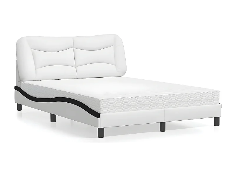 Lit avec matelas blanc et noir 120x200 similicuir