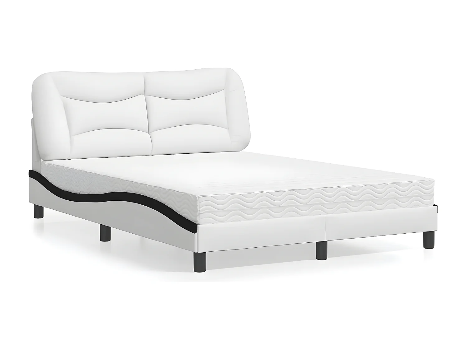 Lit avec matelas blanc et noir 120x200 similicuir