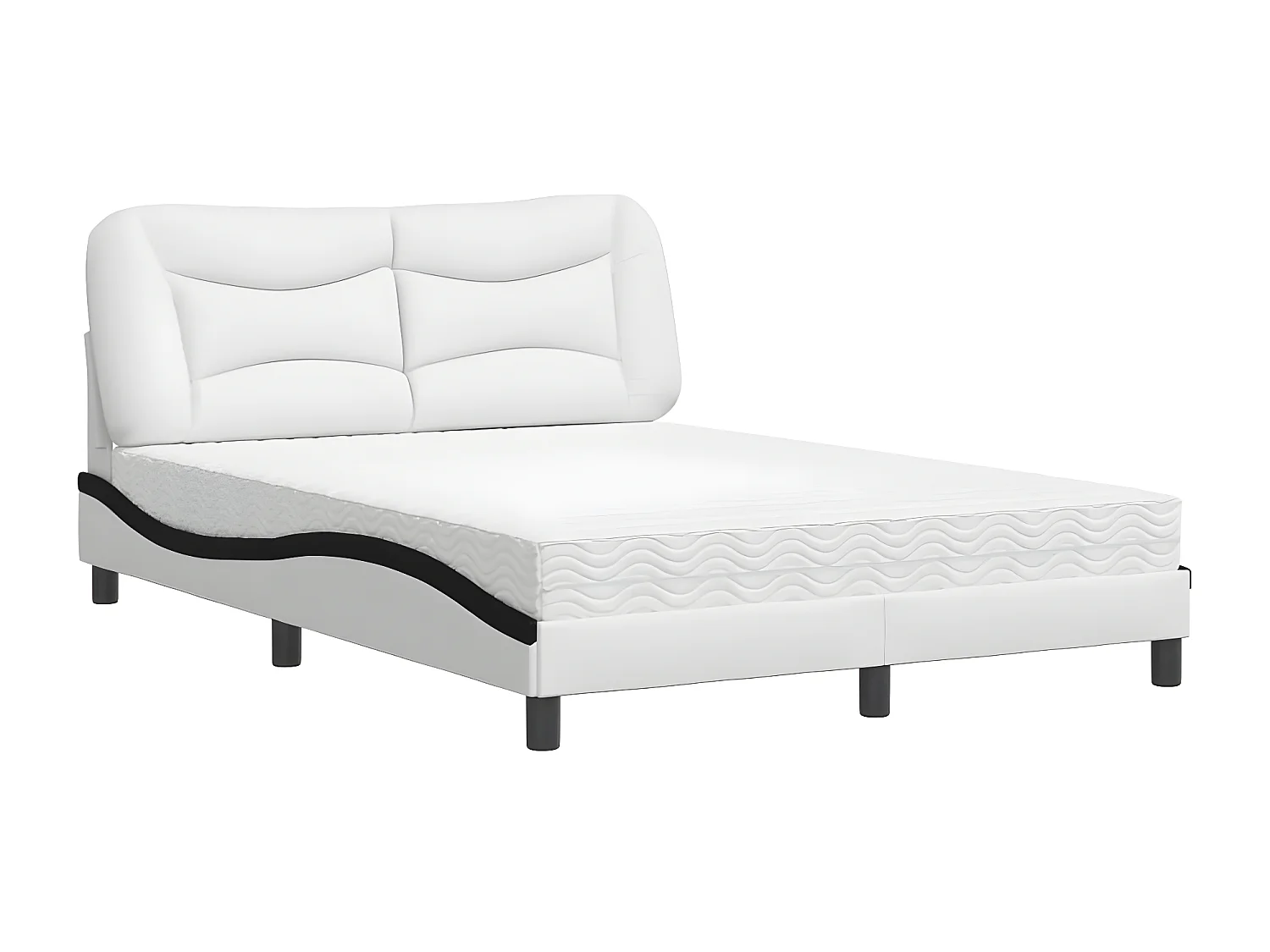 Lit avec matelas blanc et noir 120x200 similicuir