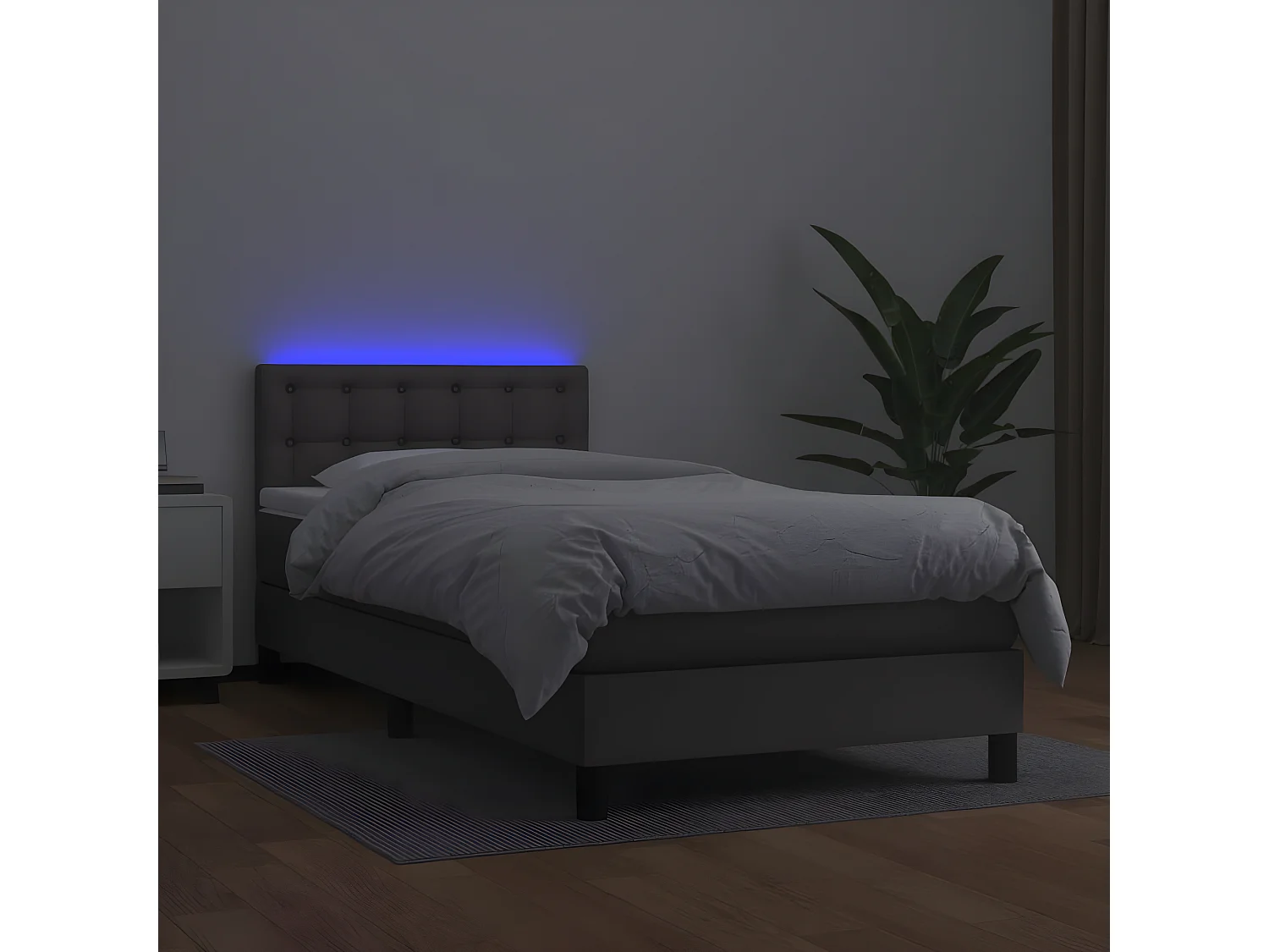 Sommier à lattes de lit avec matelas et LED Gris 100x200