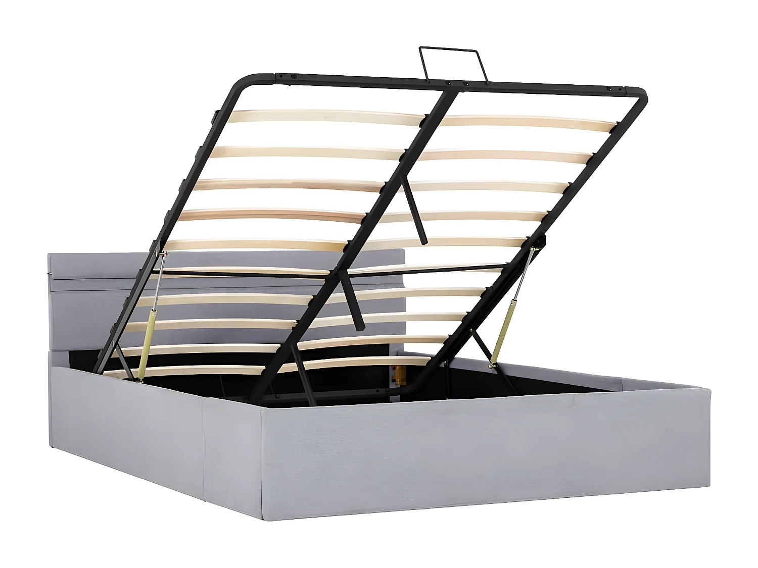 Lit à stockage avec LED Gris clair Tissu 140x200