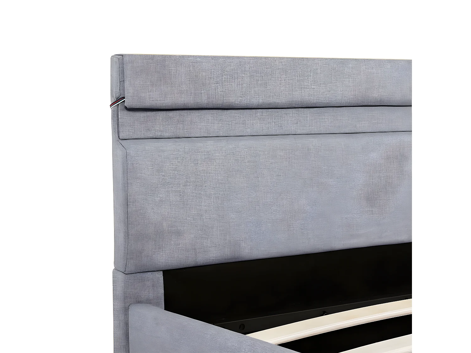 Lit à stockage avec LED Gris clair Tissu 140x200