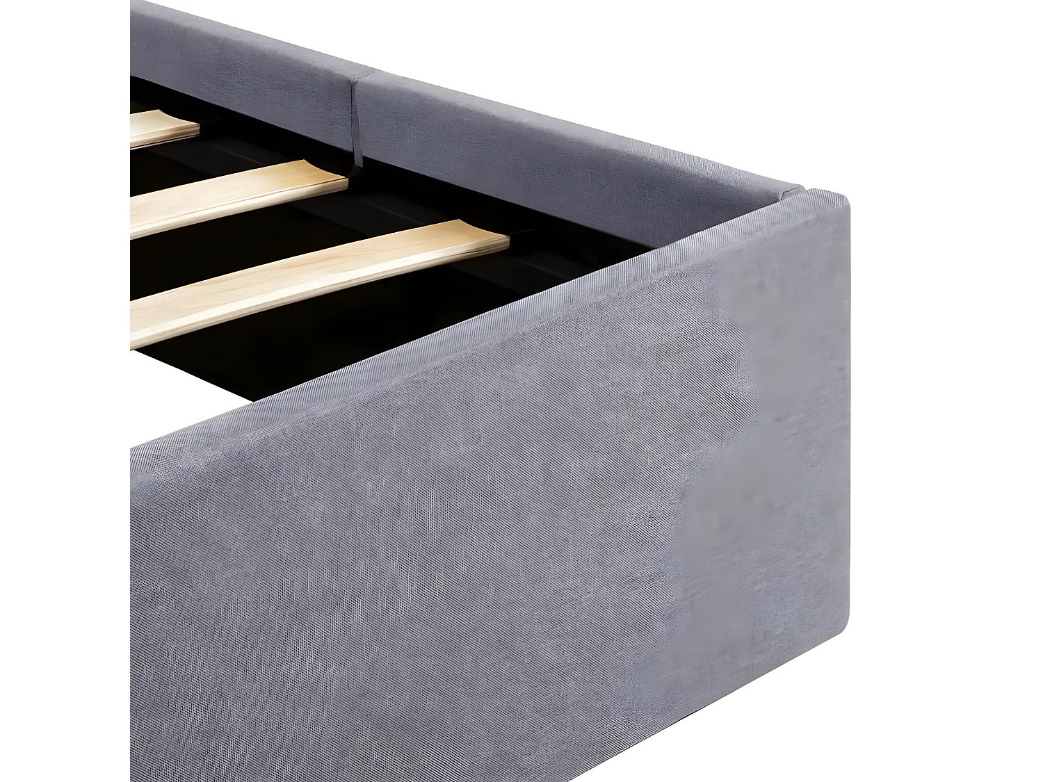 Lit à stockage avec LED Gris clair Tissu 140x200