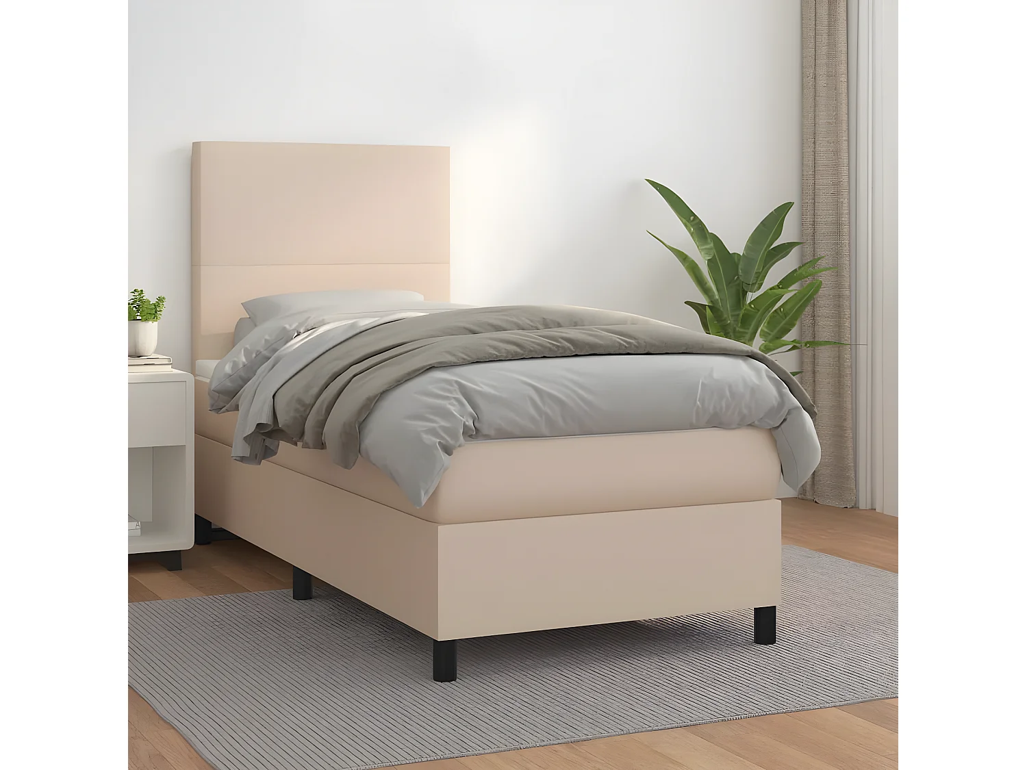 Lit à sommier tapissier avec matelas Cappuccino 90x190