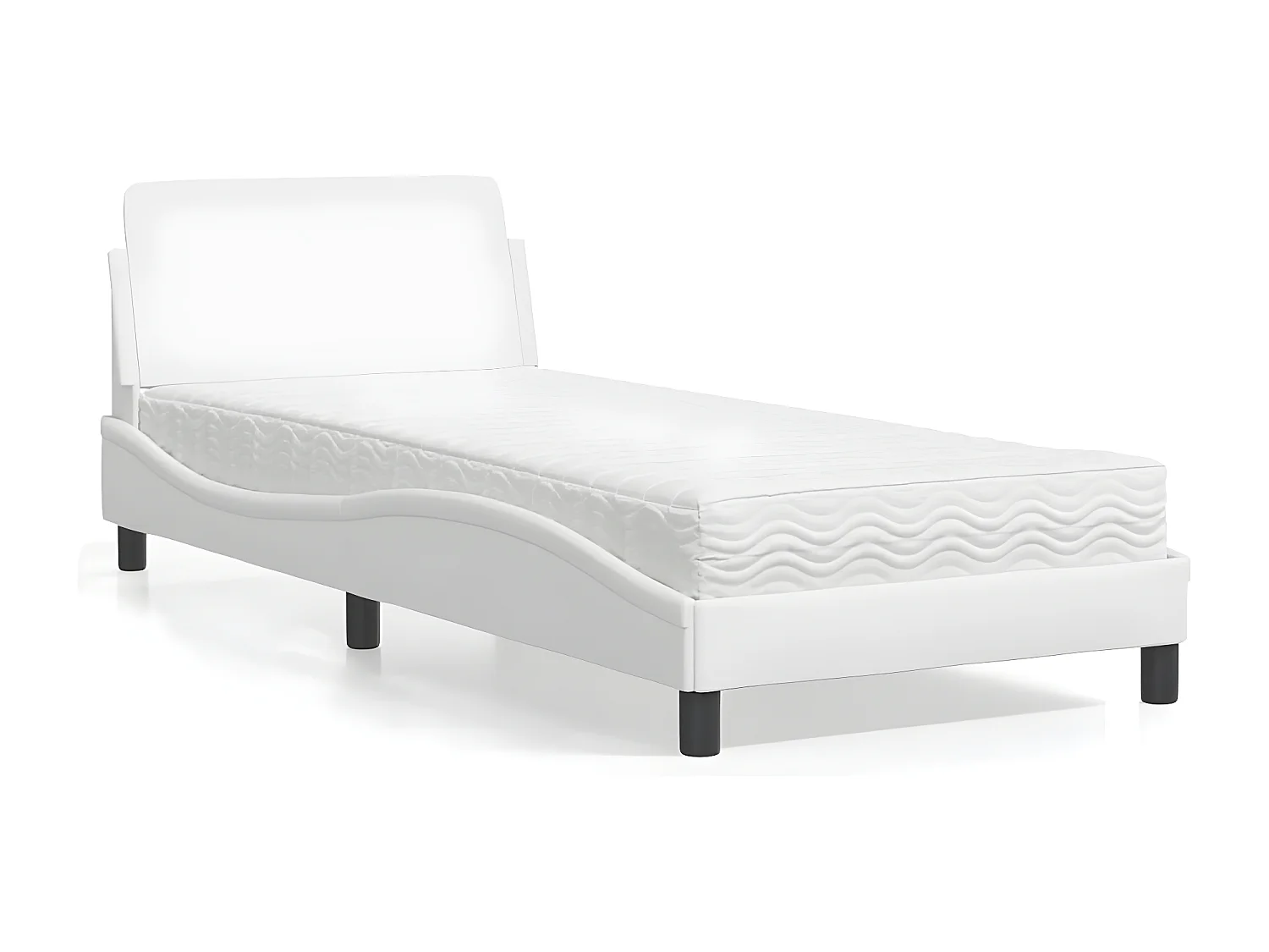 Lit avec matelas blanc 80x200 similicuir