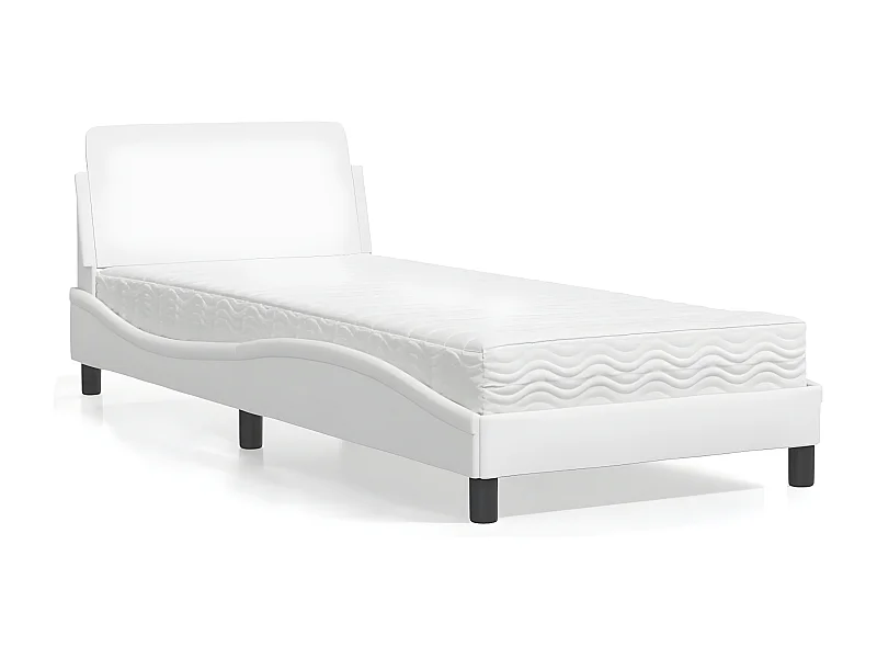 Lit avec matelas blanc 80x200 similicuir
