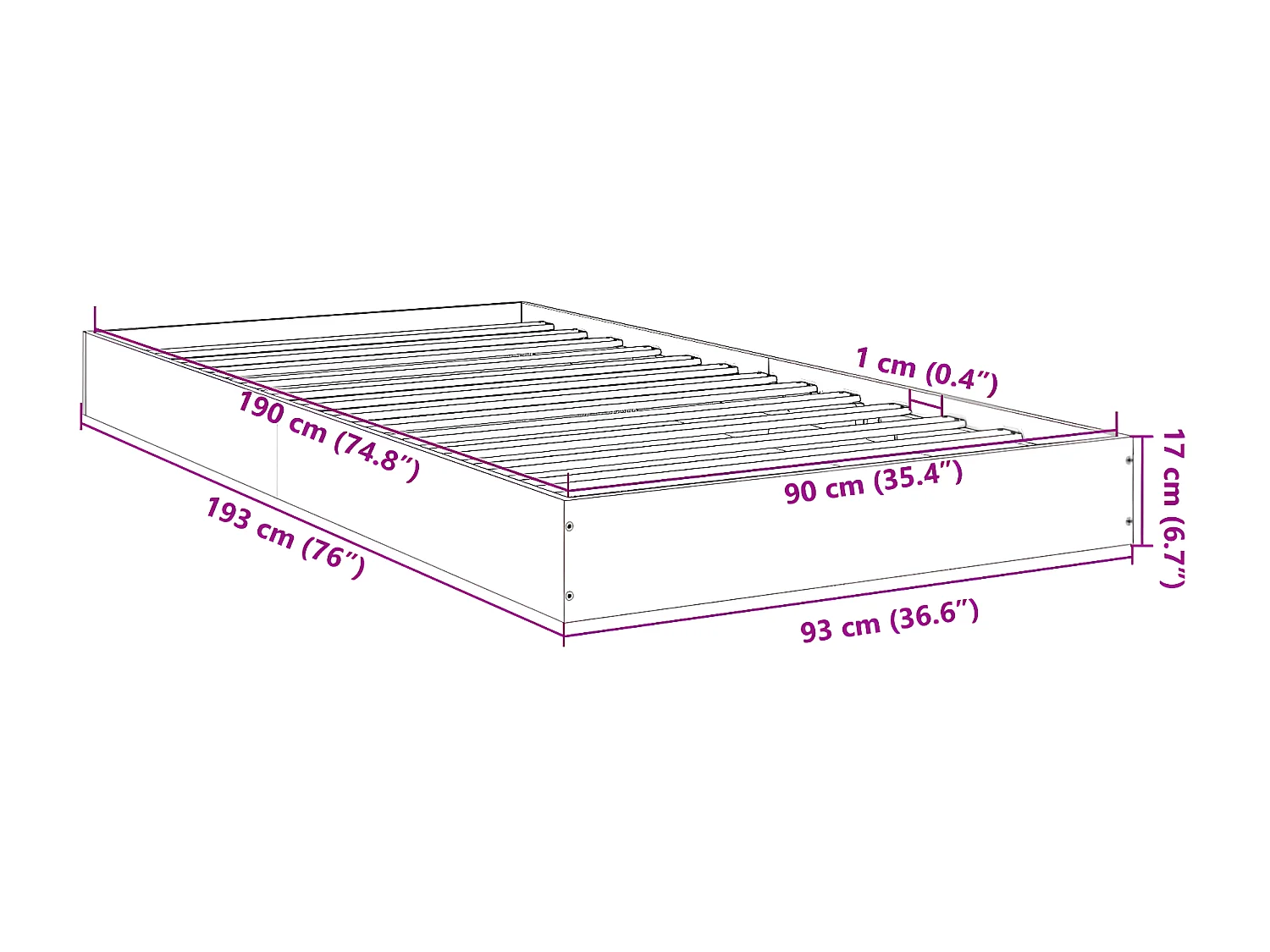 Cadre de lit chêne sonoma 90x190 bois d'ingénierie