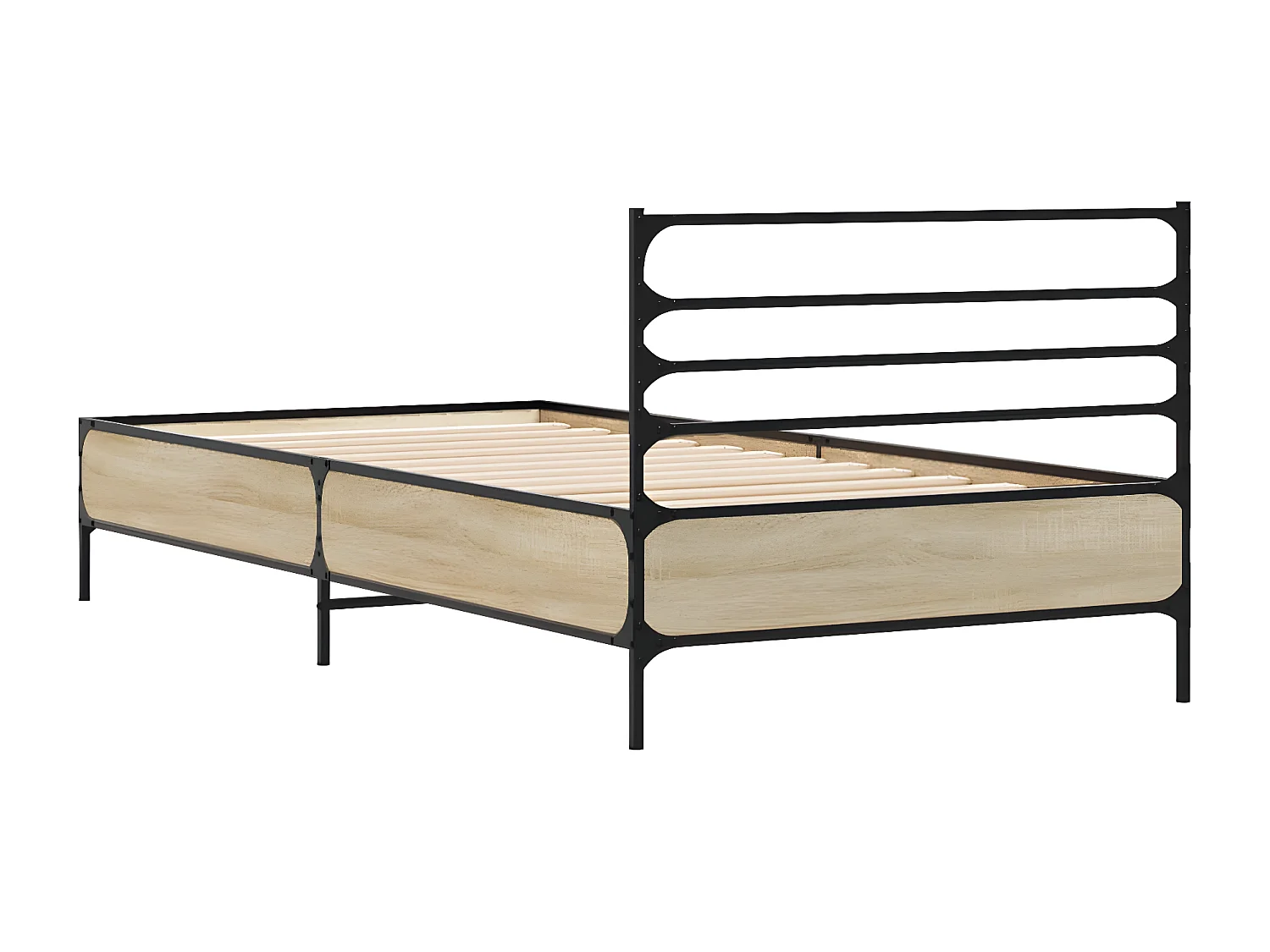 Cadre de lit chêne sonoma 100x200 bois d'ingénierie et métal