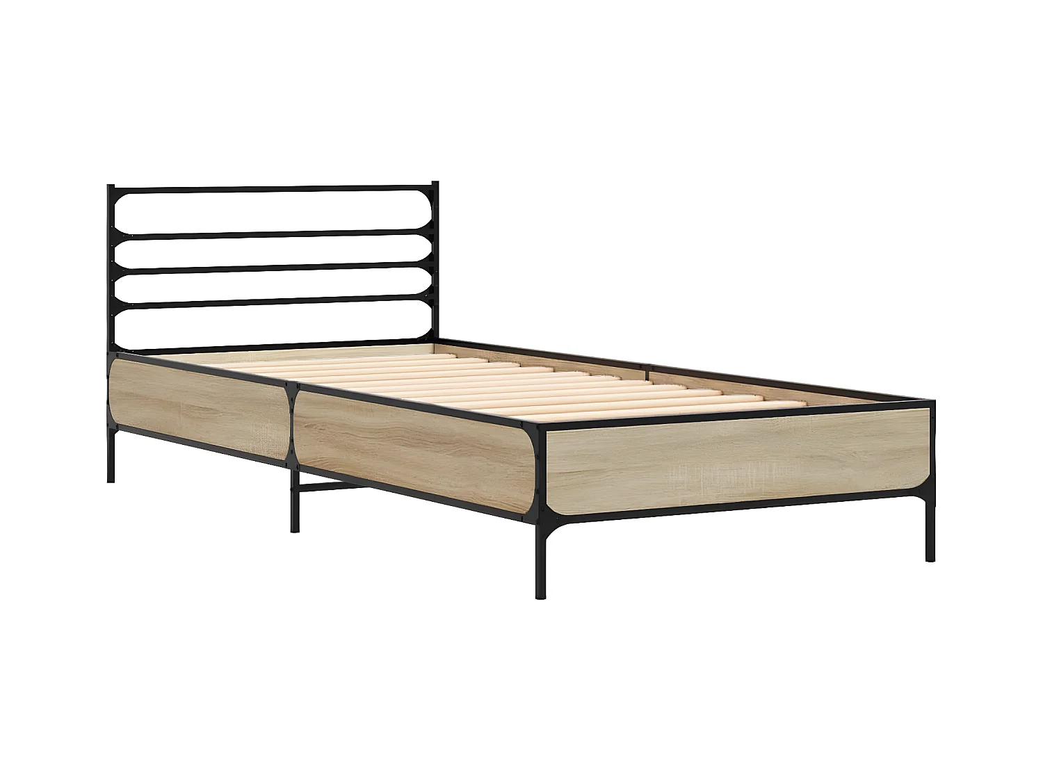 Cadre de lit chêne sonoma 100x200 bois d'ingénierie et métal
